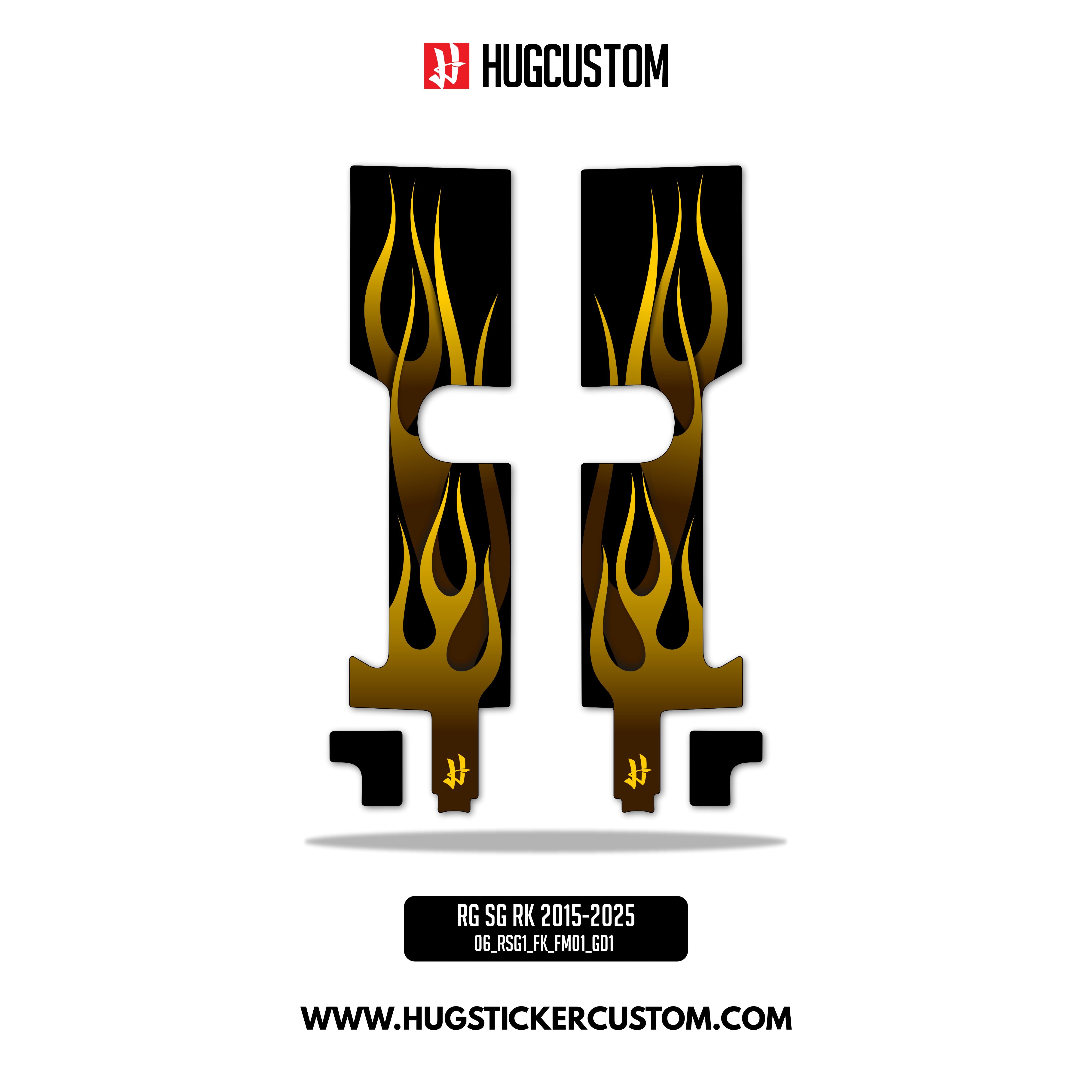HUGSHIELD Front Fork Cover for Touring RG (FLTRXST) 2024-2025 - 'Flame' Design - HUGSTICKERCUSTOM 