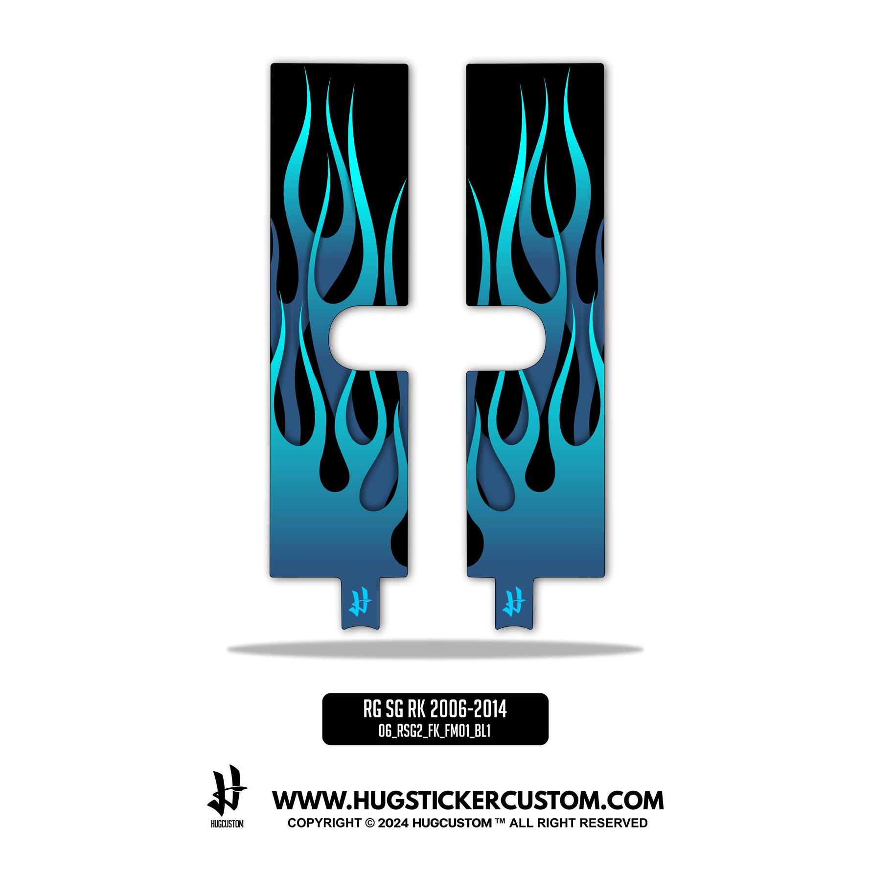 HUGSHIELD™ Front Fork Cover for Touring RG SG (FLTRX FLHX) 2006-2014 - 'Flame' Design - HUGSTICKERCUSTOM 