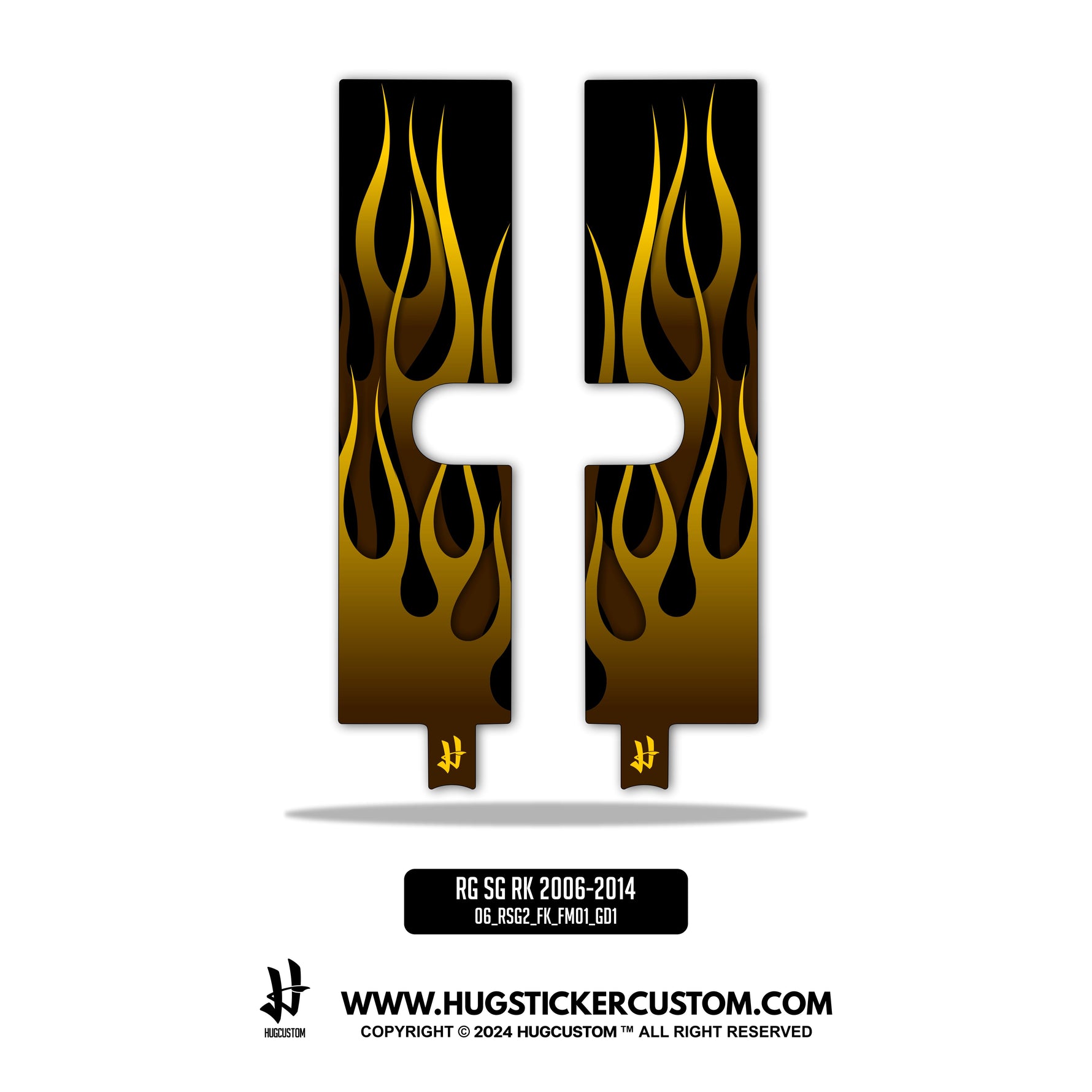 HUGSHIELD™ Front Fork Cover for Touring RG SG (FLTRX FLHX) 2006-2014 - 'Flame' Design - HUGSTICKERCUSTOM 