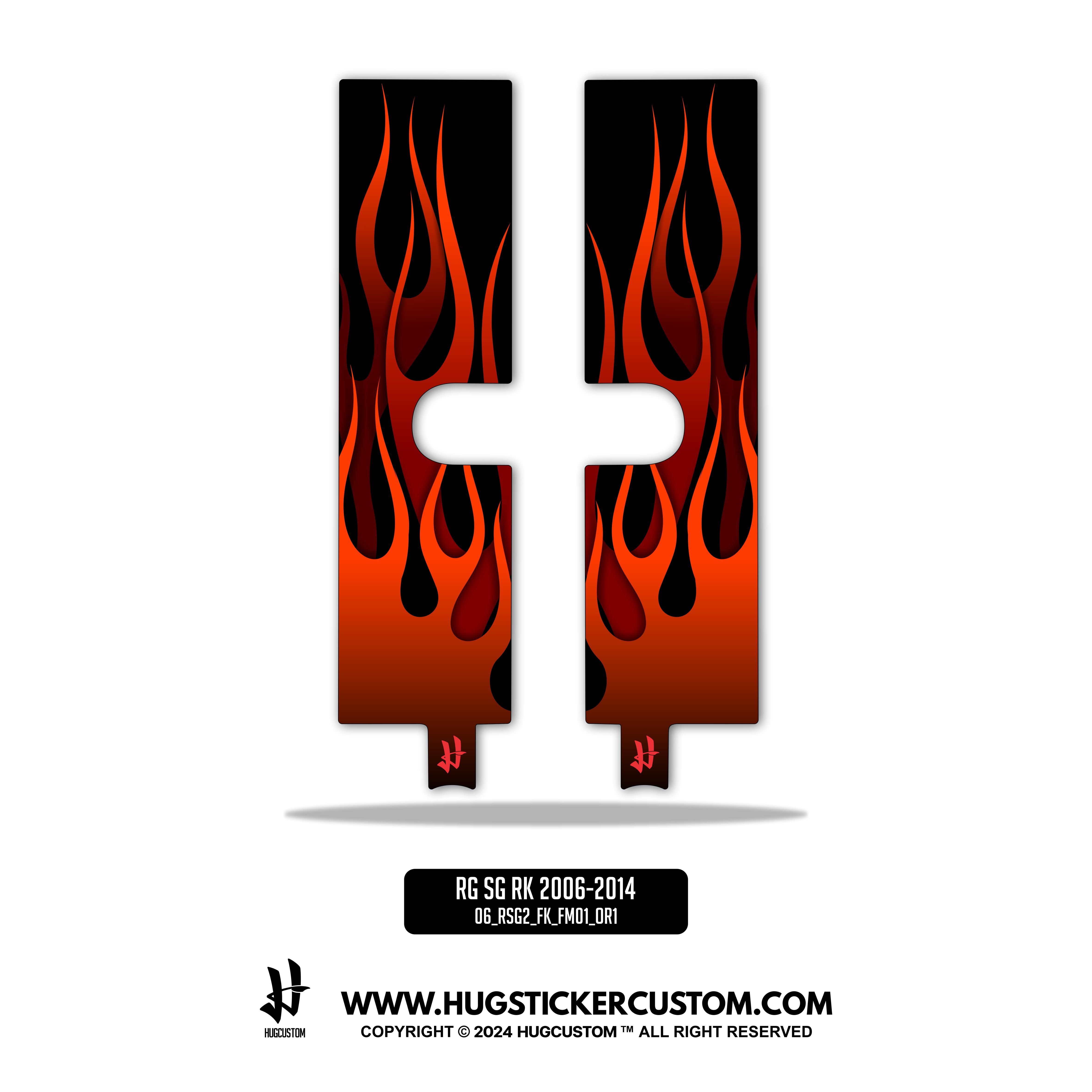 HUGSHIELD Front Fork Cover for Touring RG SG (FLTRX FLHX) 2006-2014 - 'Flame' Design - HUGSTICKERCUSTOM 