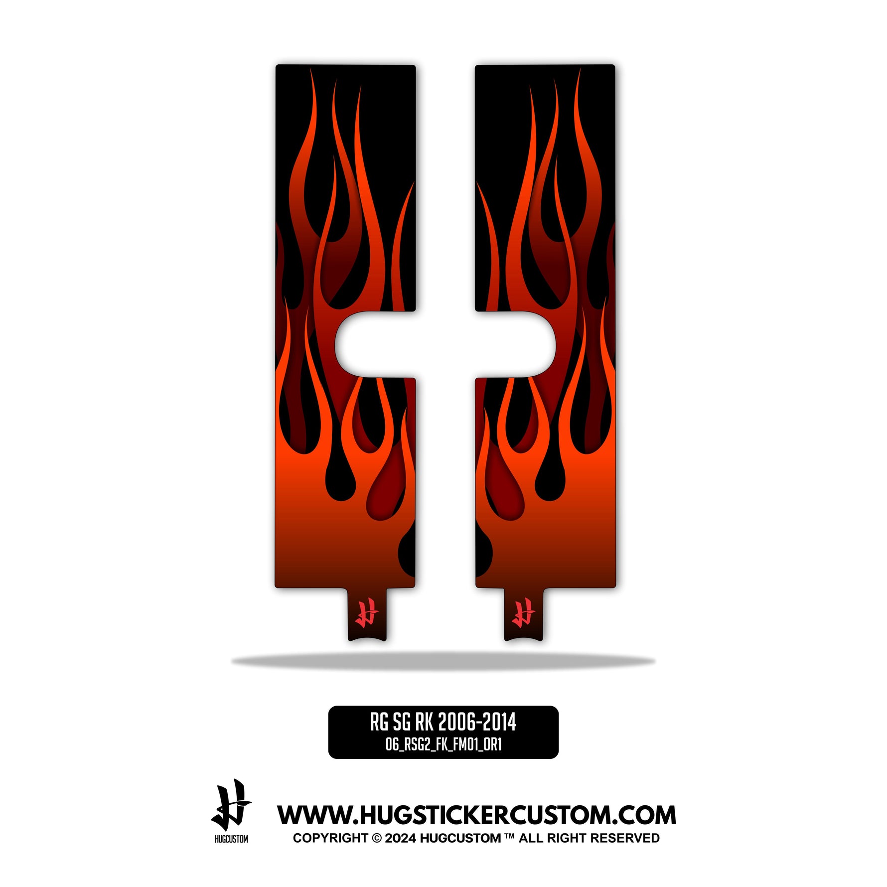 HUGSHIELD™ Front Fork Cover for Touring RG SG (FLTRX FLHX) 2006-2014 - 'Flame' Design - HUGSTICKERCUSTOM 