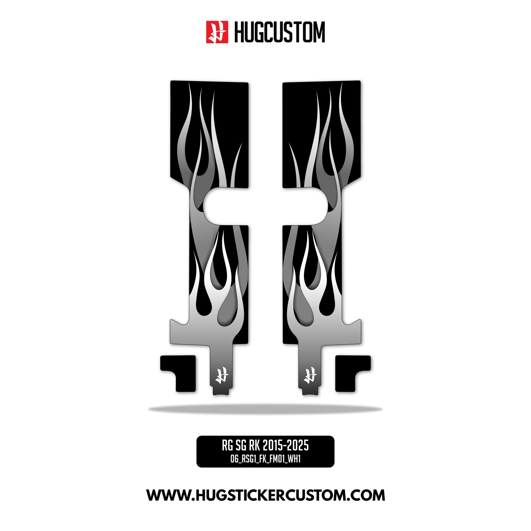 HUGSHIELD™ Front Fork Cover for Touring SG (FLHXST) 2015-2025 - 'Flame' Design - HUGSTICKERCUSTOM 