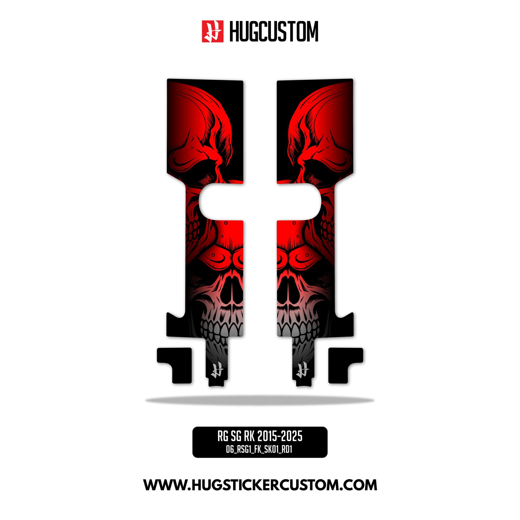 HUGSHIELD™ Front Fork Cover for Touring SG (FLHXST) 2015-2025 - 'Skull' Design - HUGSTICKERCUSTOM 