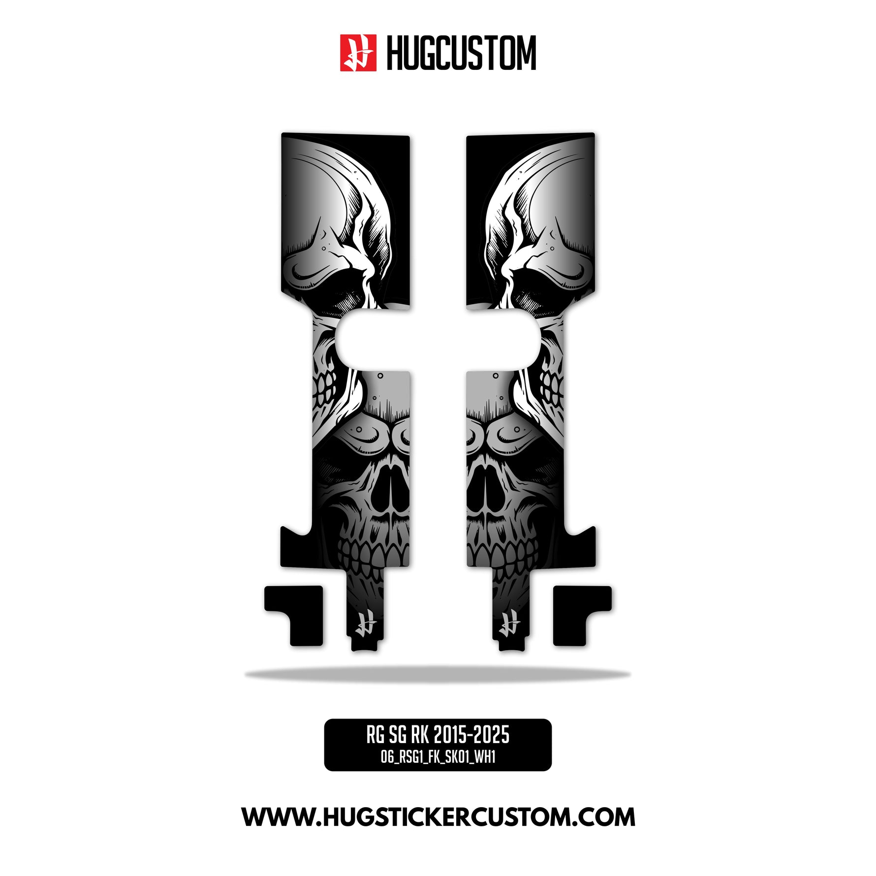 HUGSHIELD™ Front Fork Cover for Touring SG (FLHXST) 2015-2025 - 'Skull' Design - HUGSTICKERCUSTOM 