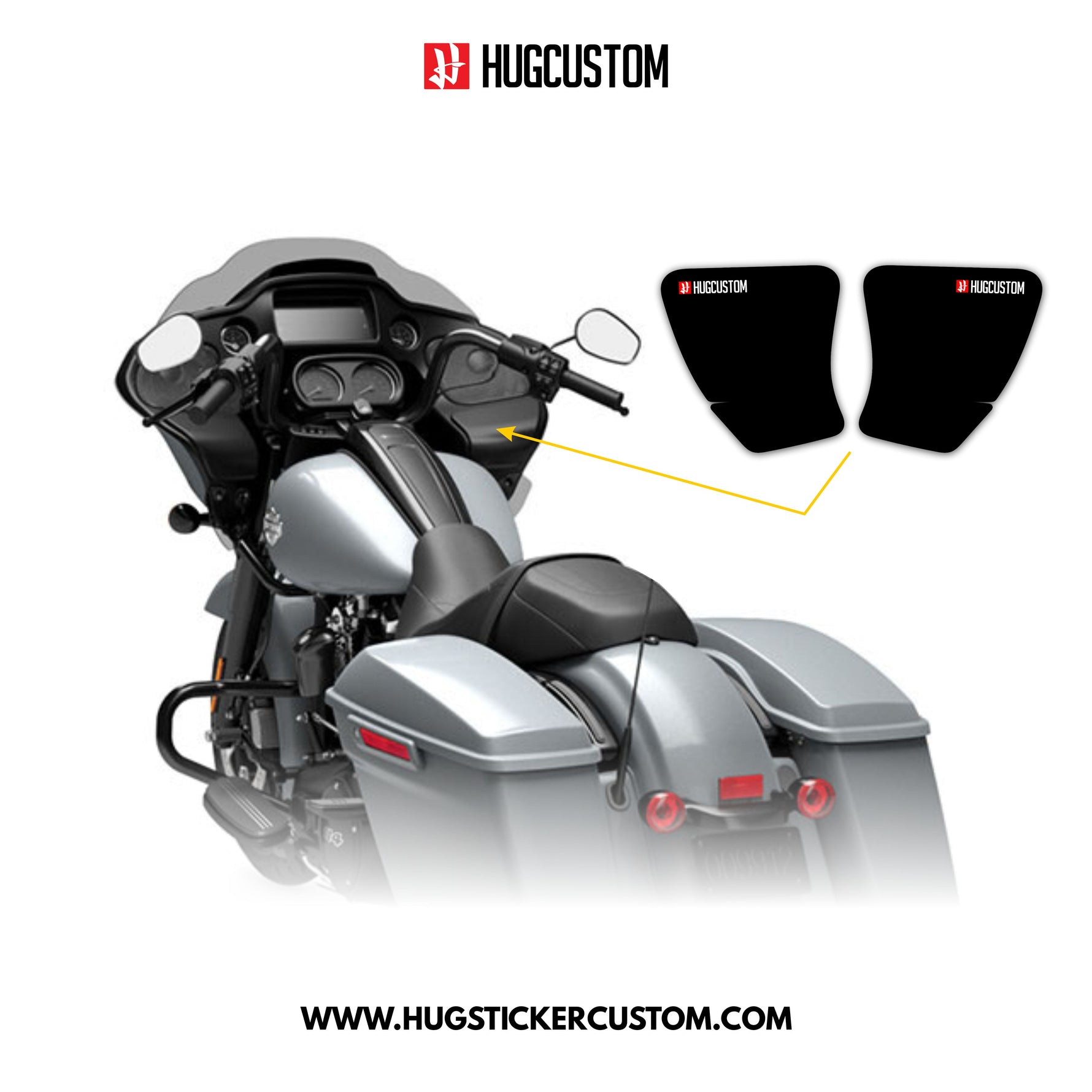 HUGSHIELD™ Media Door for Touring RG SG / CVO (FLTRXST FLHXST) 2015-2023 - 'Black' Design - HUGSTICKERCUSTOM 