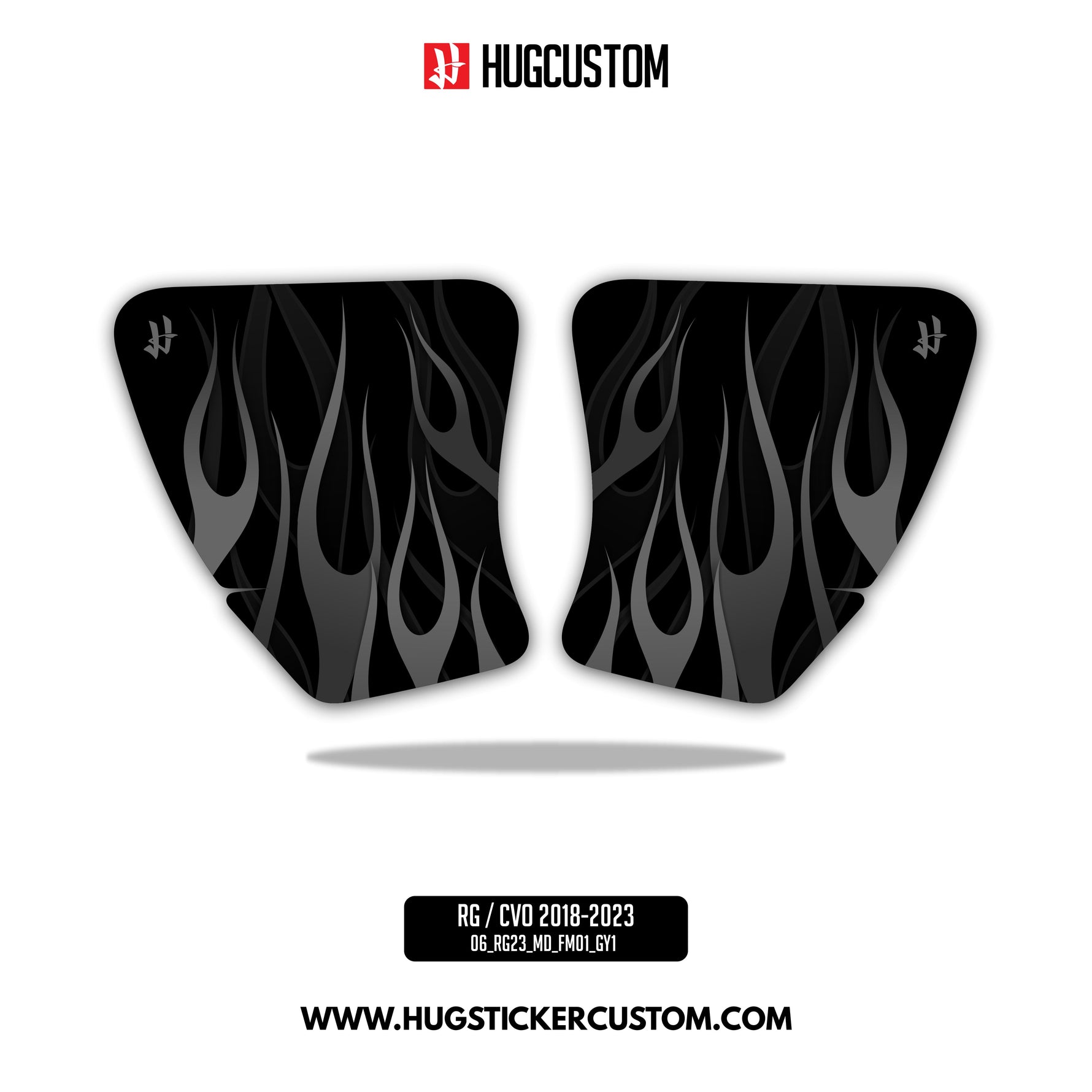 HUGSHIELD™ Media Door for Touring RG SG / CVO (FLTRXST FLHXST) 2015-2023 - 'Flame' Design - HUGSTICKERCUSTOM 