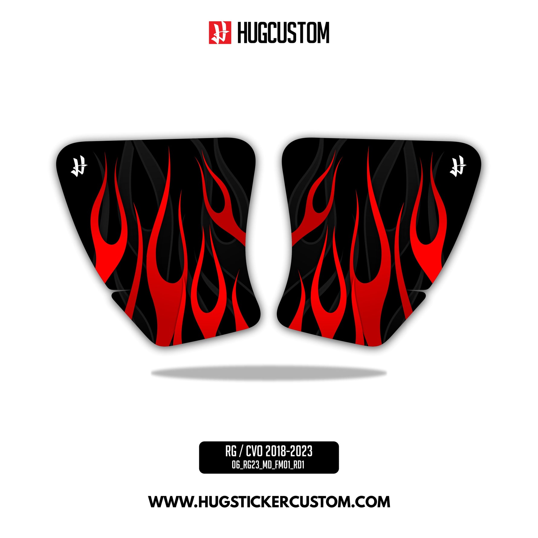 HUGSHIELD™ Media Door for Touring RG SG / CVO (FLTRXST FLHXST) 2015-2023 - 'Flame' Design - HUGSTICKERCUSTOM 