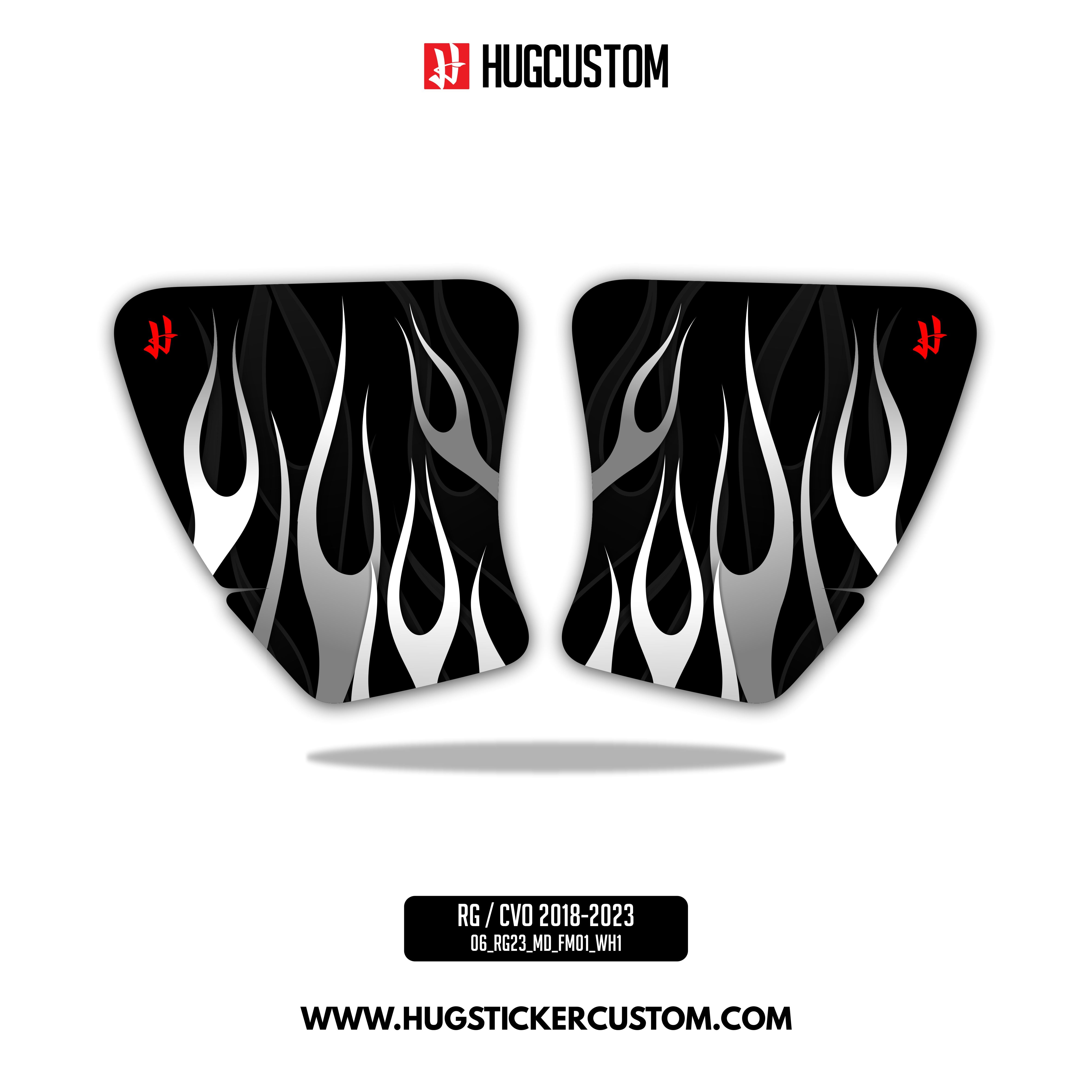 HUGSHIELD Media Door for Touring RG SG / CVO (FLTRXST FLHXST) 2015-2023 - 'Flame' Design - HUGSTICKERCUSTOM 