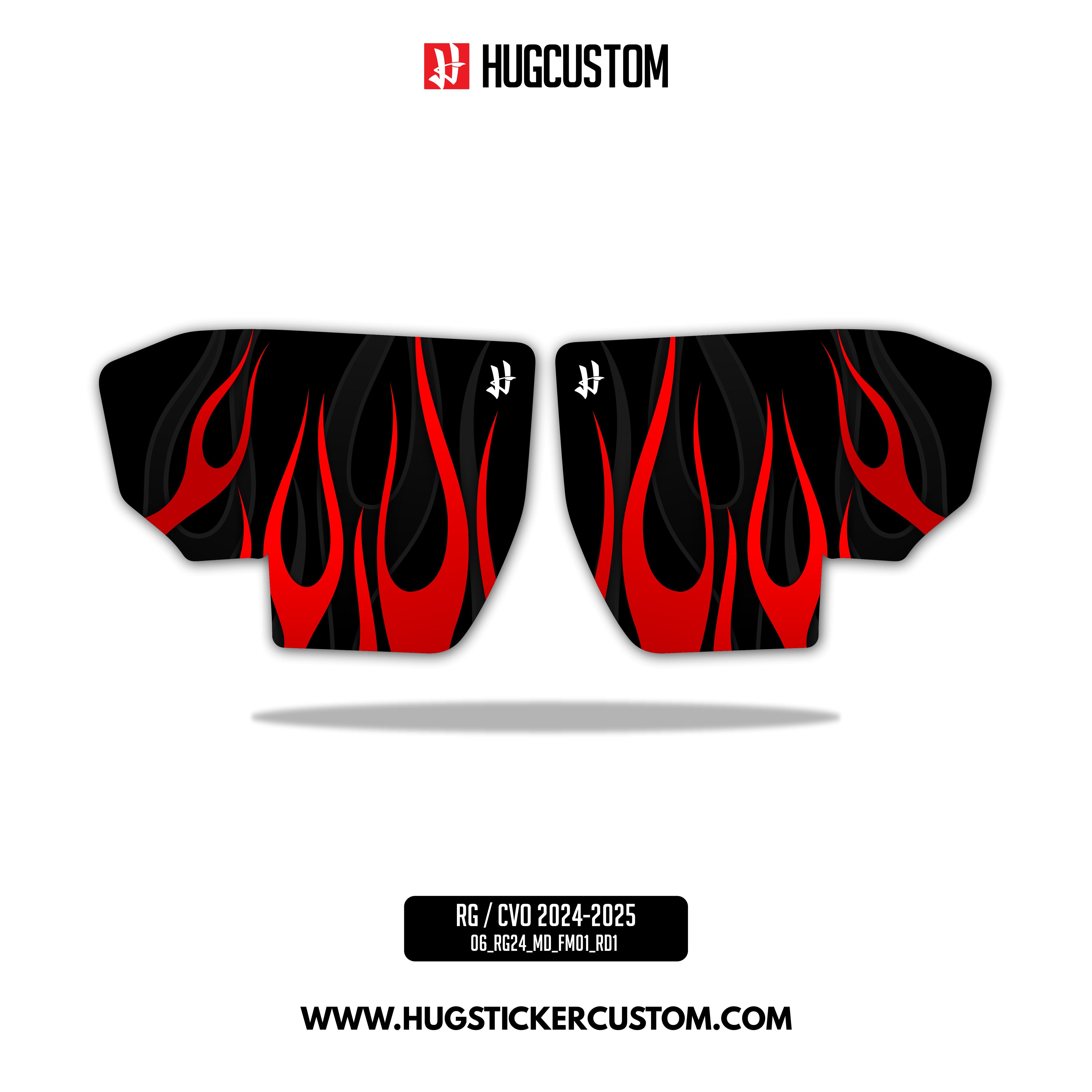 HUGSHIELD Media Door for Touring RG SG / CVO (FLTRXST FLHXST) 2024-2025 - 'Flame' Design - HUGSTICKERCUSTOM 