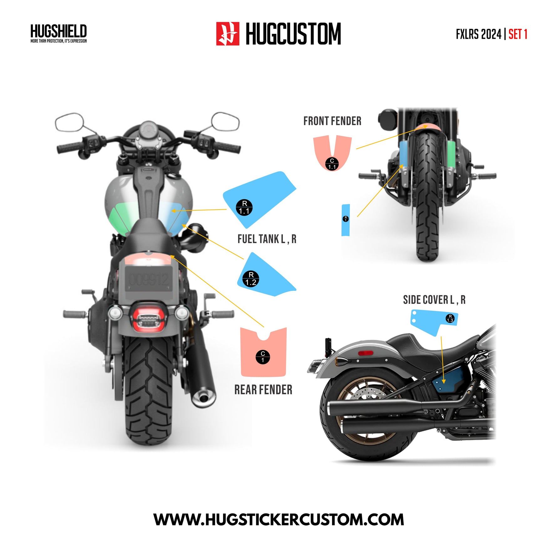 HUGSHIELD™ Paint Protection Film for Cruiser LRS (FXLRS) 2024 (Set) - HUGSTICKERCUSTOM 
