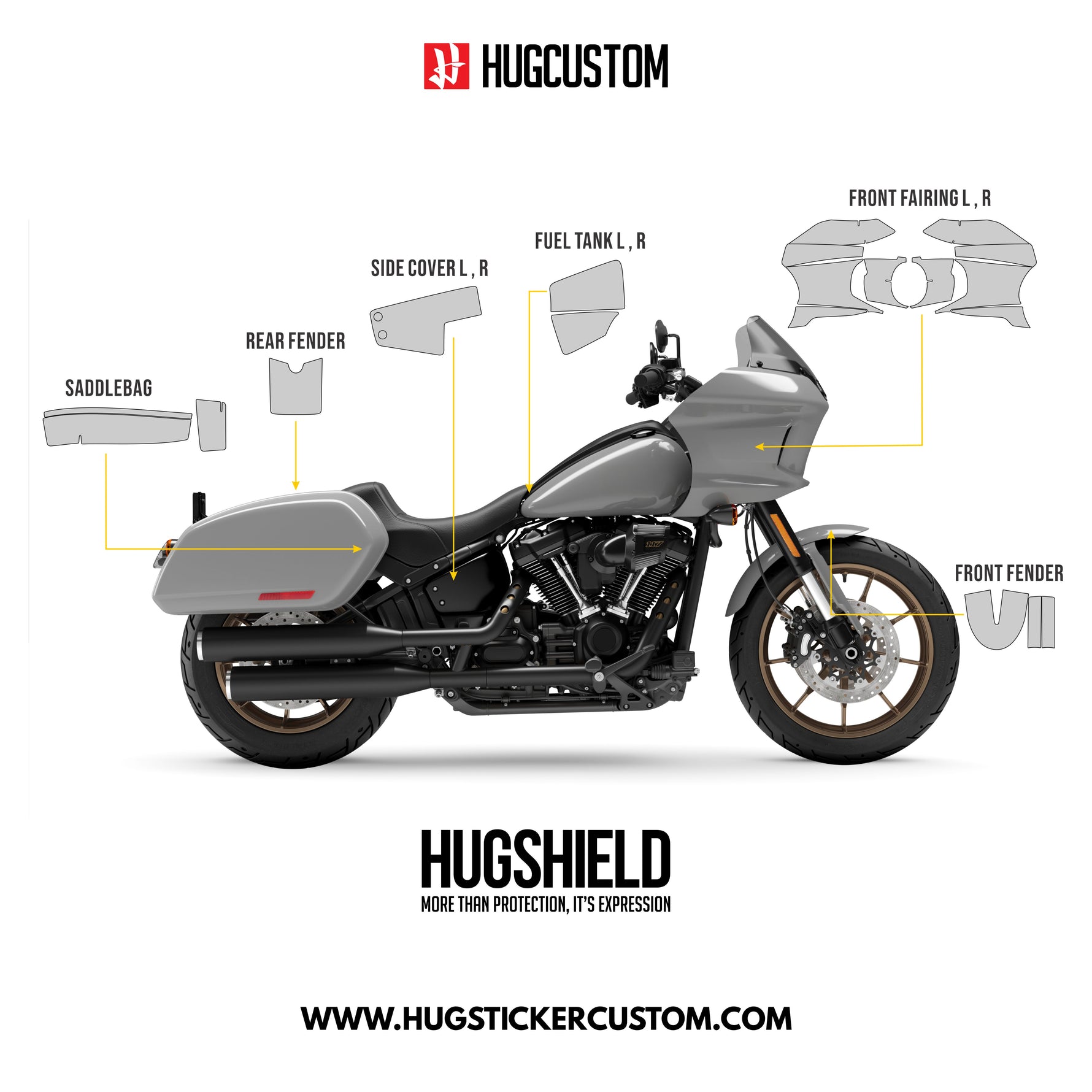 HUGSHIELD™ Paint Protection Film for Cruiser LRST (FXLRST) 2023-2024 (Set) - HUGSTICKERCUSTOM 