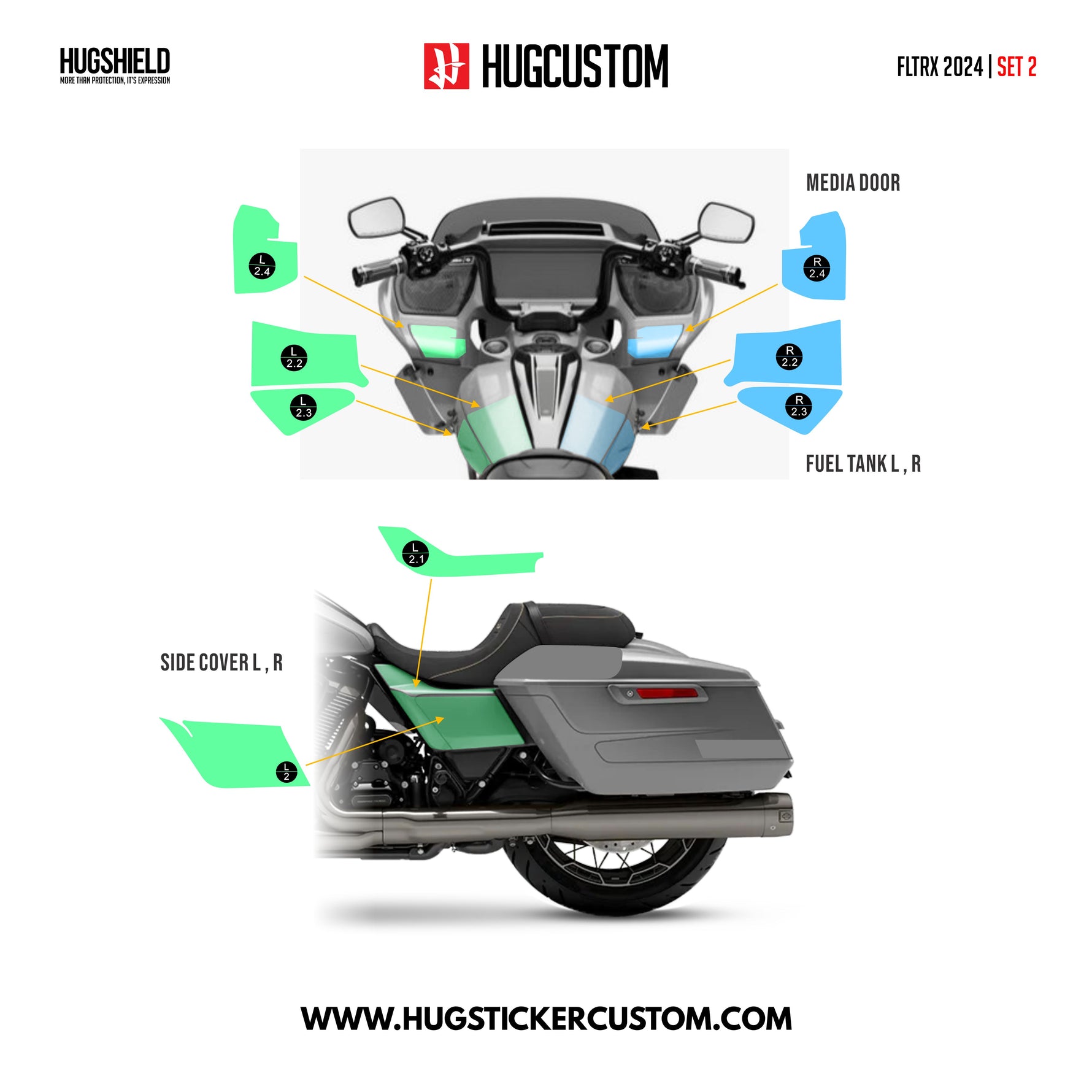 HUGSHIELD™ Paint Protection Film for Touring RG (FLTRX) 2024-2025 (Set) - HUGSTICKERCUSTOM 