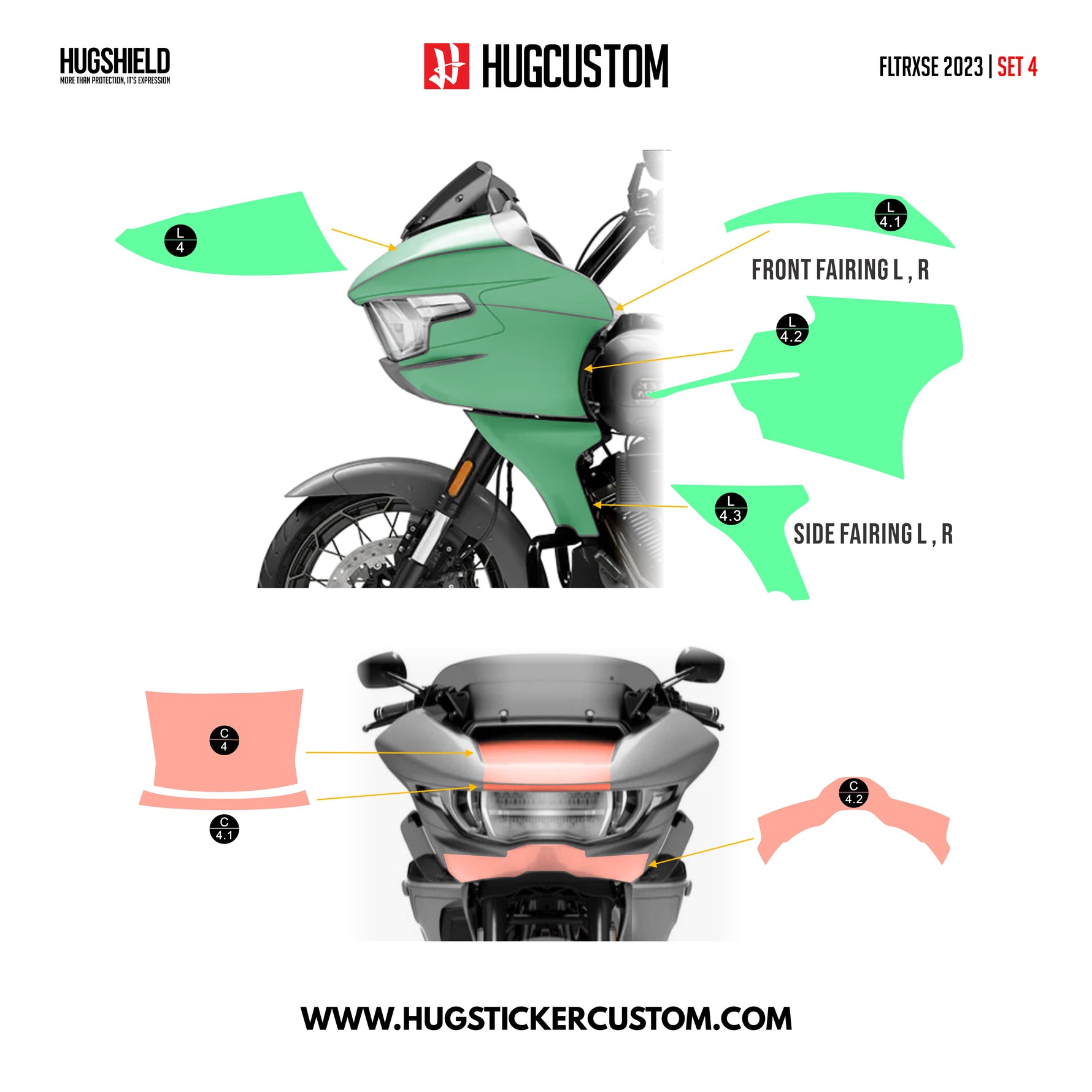 HUGSHIELD™ Paint Protection Film for Touring RG (FLTRXSE) 2023 (Set) - HUGSTICKERCUSTOM 