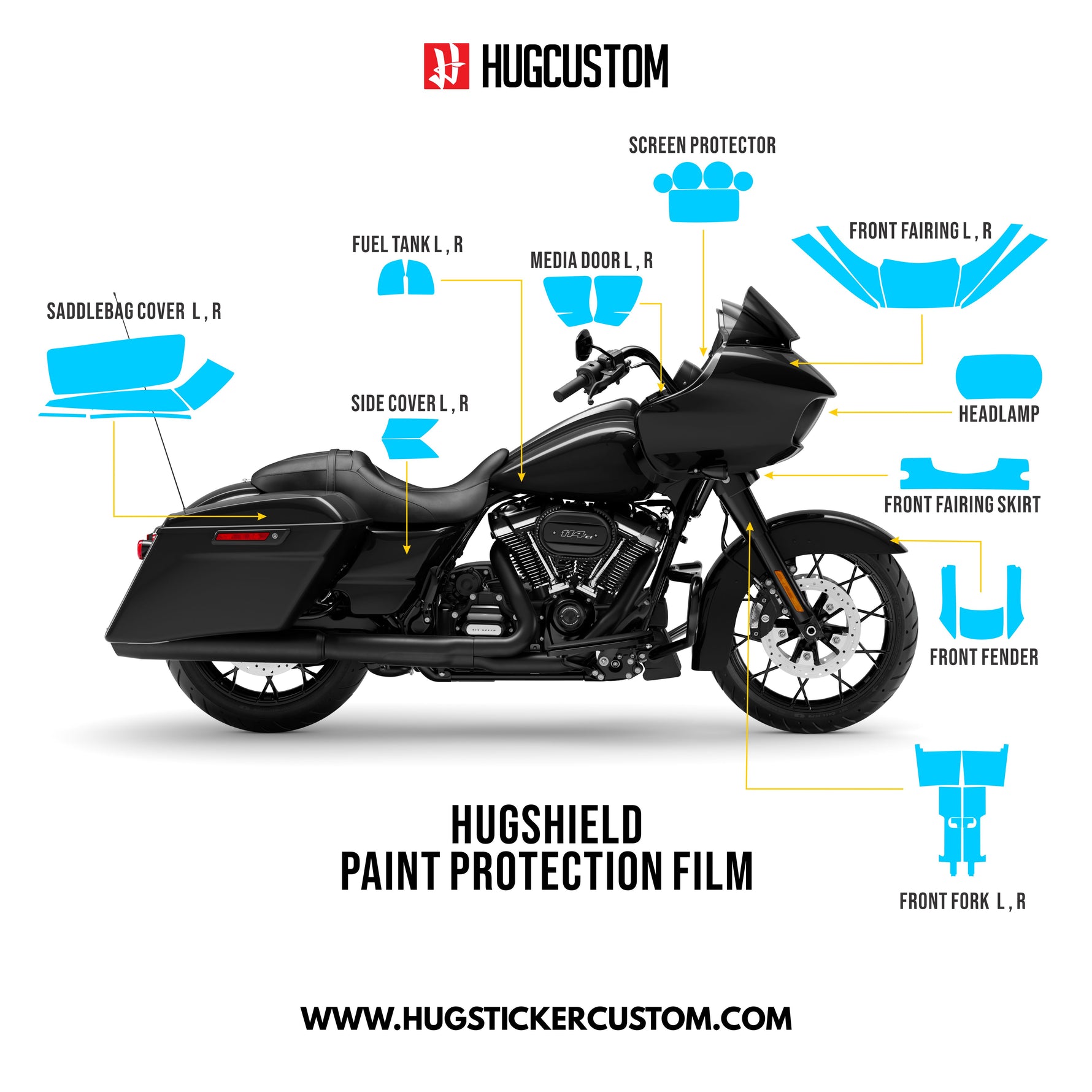 HUGSHIELD™ Paint Protection Film for Touring RGS (FLTRXS) 2018-2023 - HUGSTICKERCUSTOM 