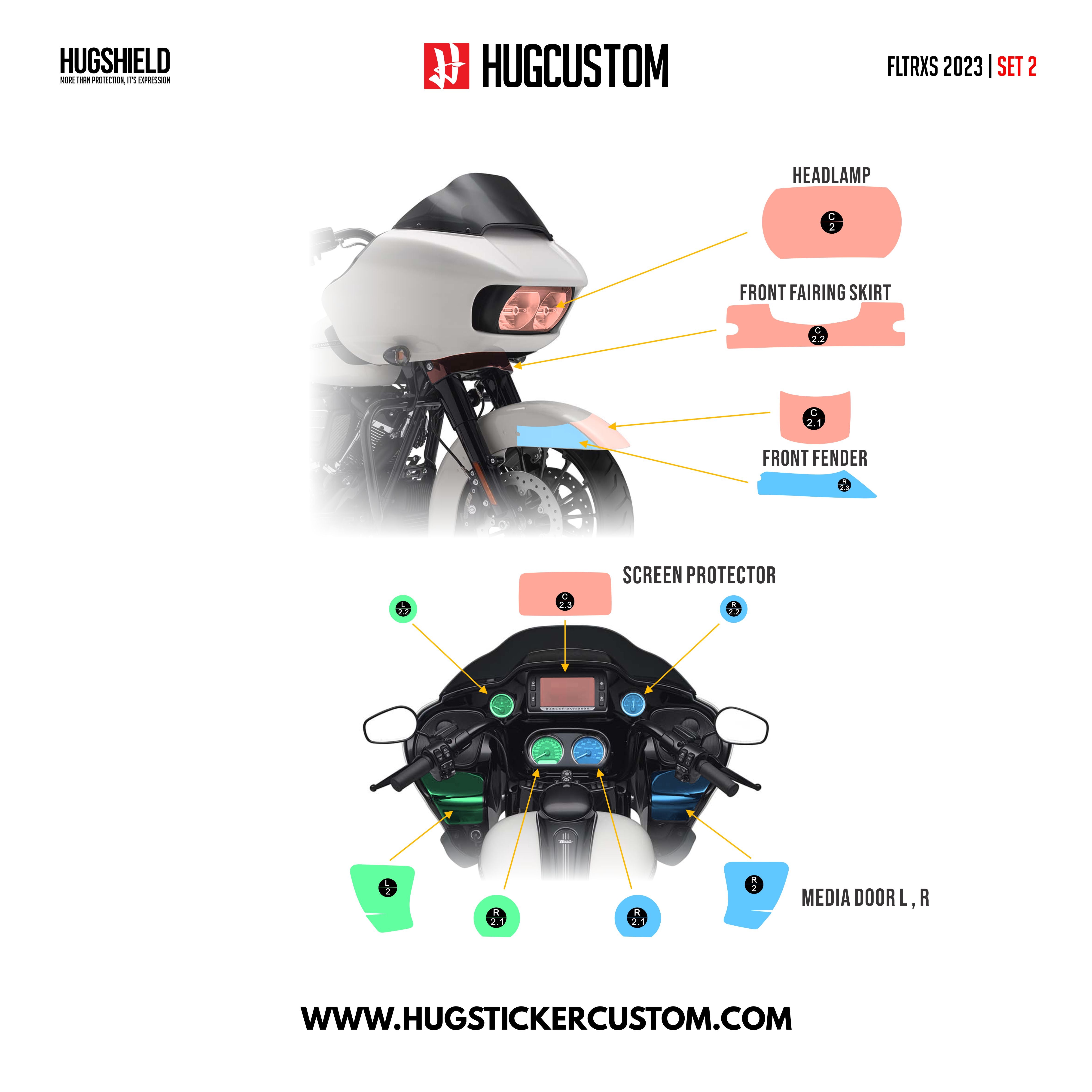 HUGSHIELD Paint Protection Film for Touring RGS (FLTRXS) 2018-2023 (Set) - HUGSTICKERCUSTOM 