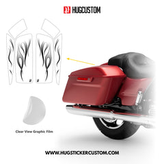 HUGSHIELD Saddlebag Cover for Touring RG SG / CVO (FLTRXST FLHXST) 2015-2023 - 'Flame' Design - HUGSTICKERCUSTOM 