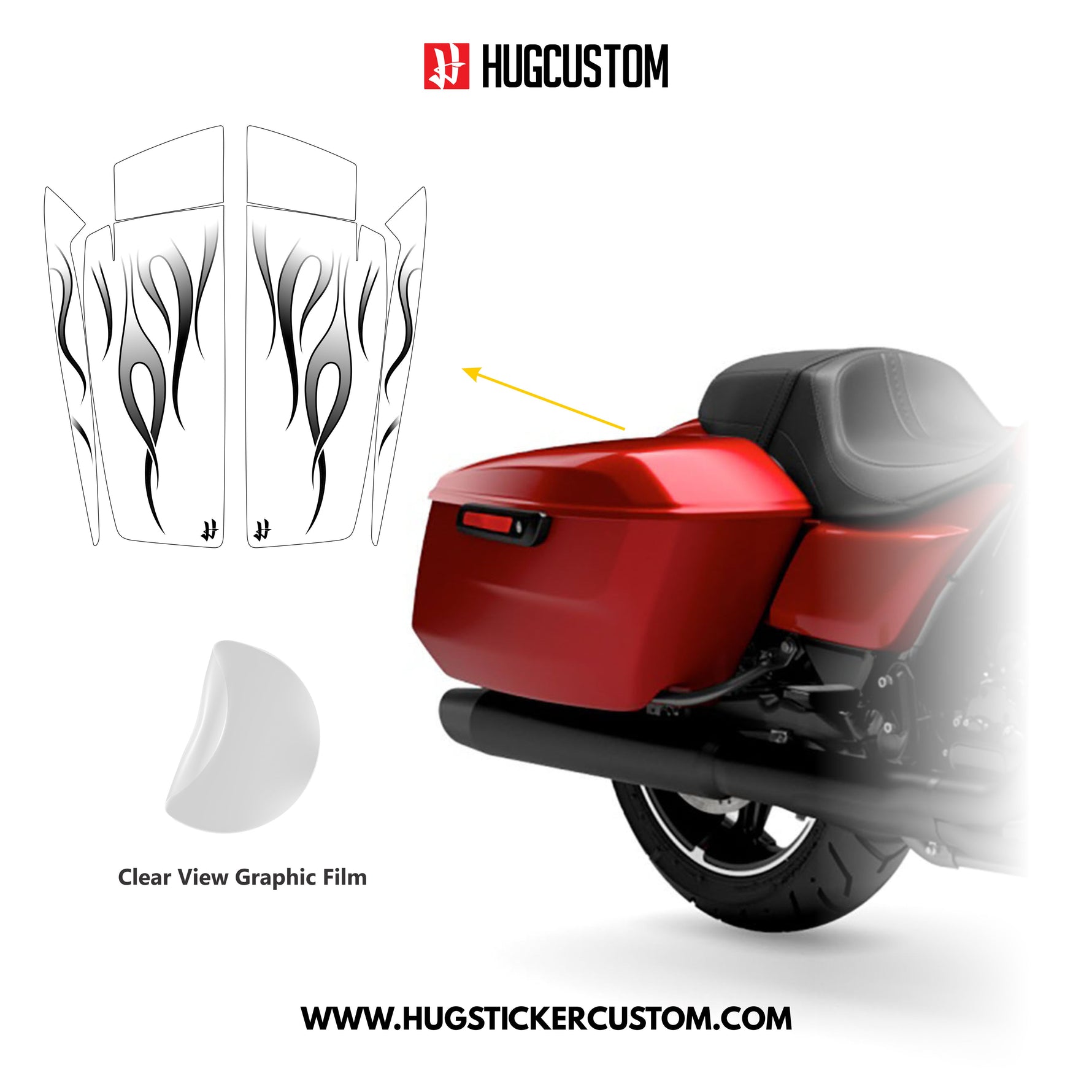 HUGSHIELD™ Saddlebag Cover for Touring RG SG / CVO (FLTRXST FLHXST) 2024-2025 - 'Flame' Design - HUGSTICKERCUSTOM 
