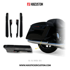 HUGSHIELD Under Saddlebag for Touring RG SG / Special (FLTRXS FLHXS) 2015-2023 - 'Black' Design - HUGSTICKERCUSTOM 