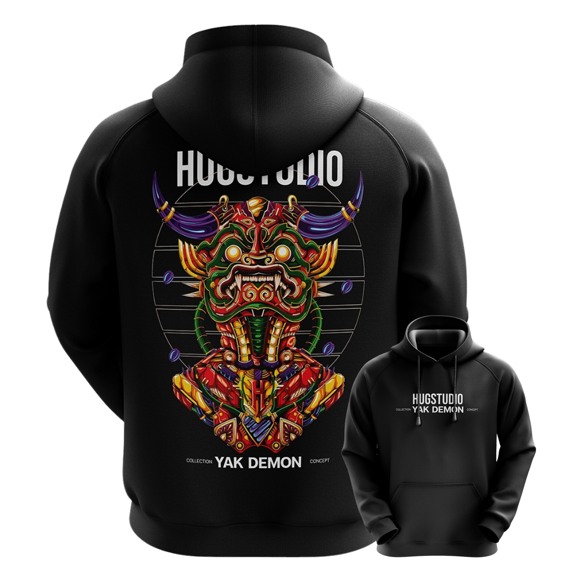 Hugstudio original Hoodie 'Yak Demon' - HUGSTICKERCUSTOM 