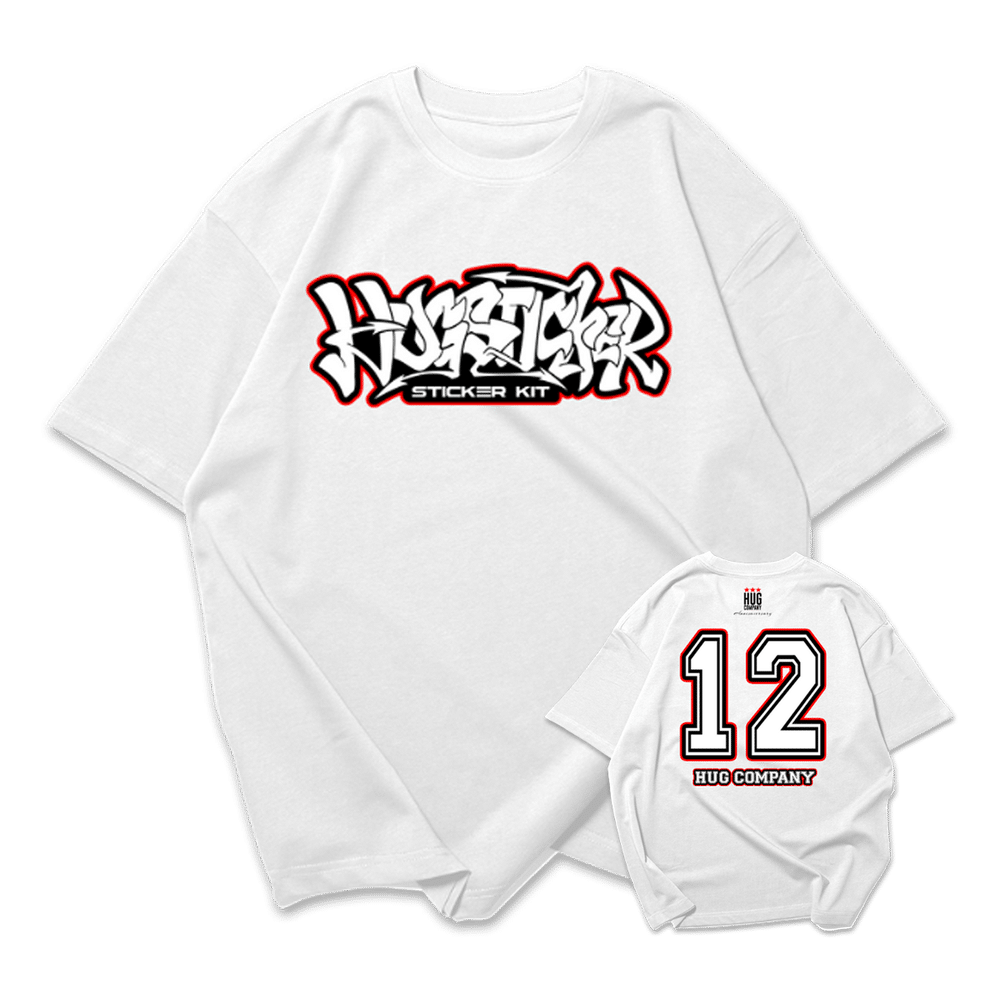 Hugstudio original Oversized Cotton T-shirt 'Hug 12th Anniversary' - HUGSTICKERCUSTOM 