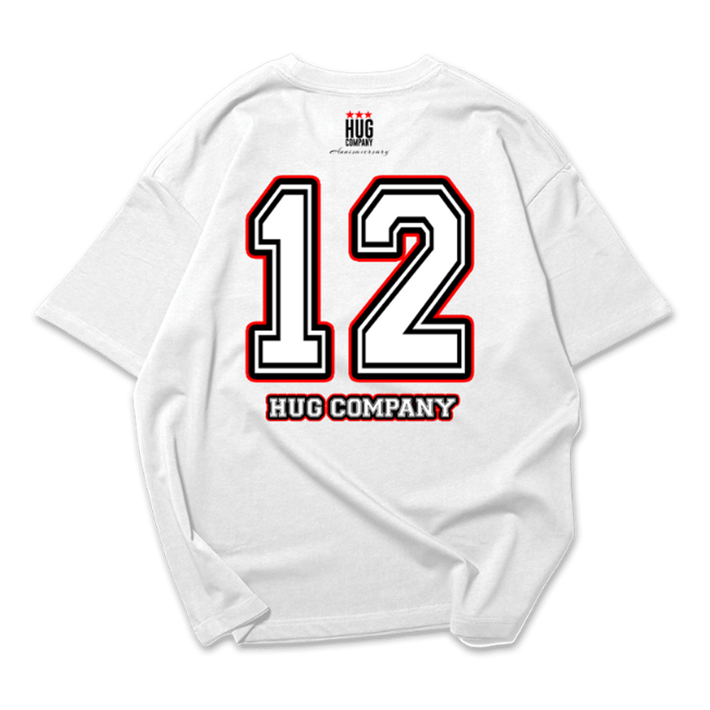 Hugstudio original Oversized Cotton T-shirt 'Hug 12th Anniversary' - HUGSTICKERCUSTOM 