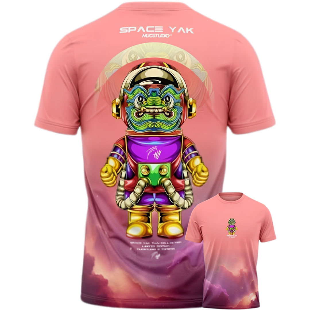 Hugstudio original T-shirt 'Space Yak' - HUGSTICKERCUSTOM 