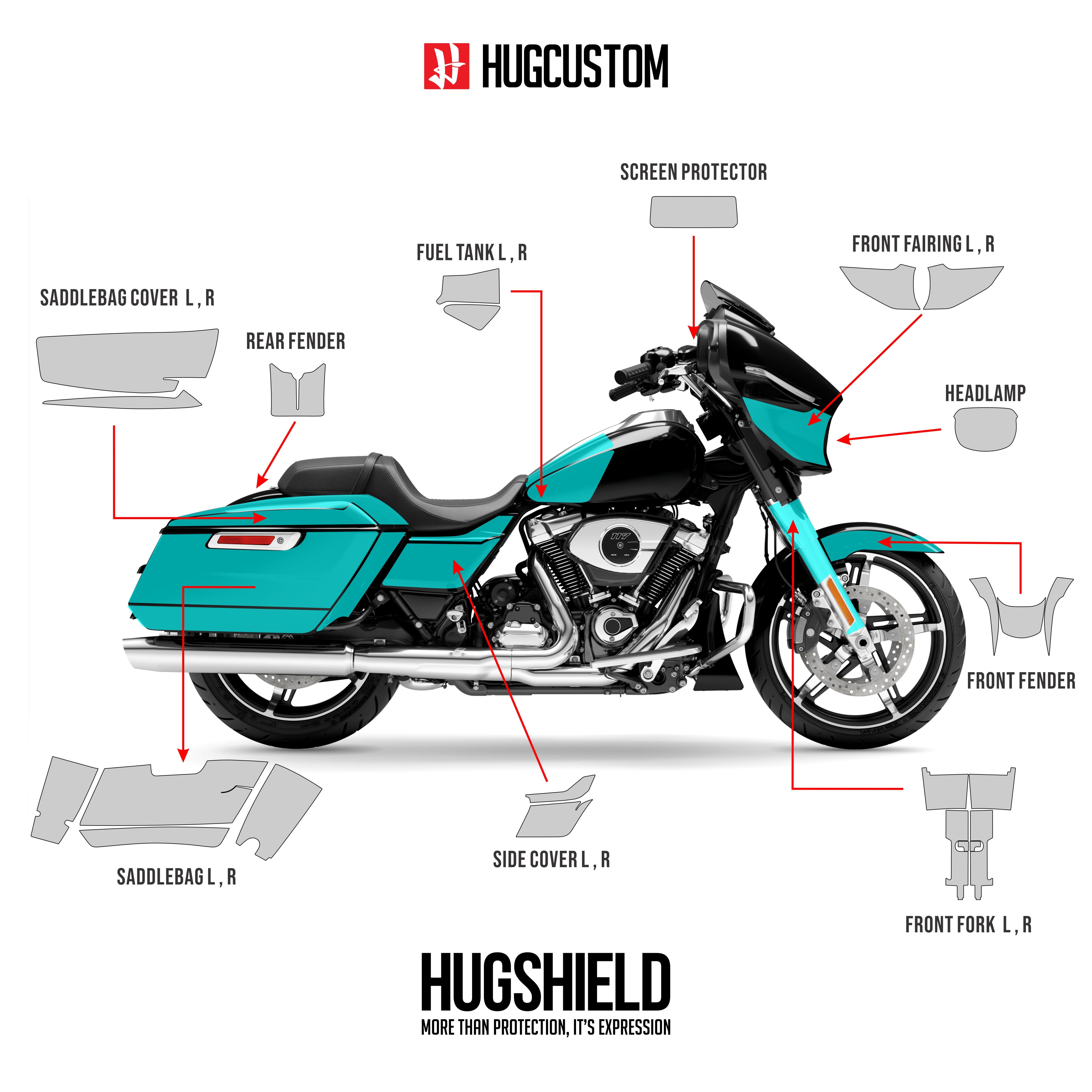 Paint Protection Film for Touring SG (FLHX) 2024-2026 - HUGSTICKERCUSTOM