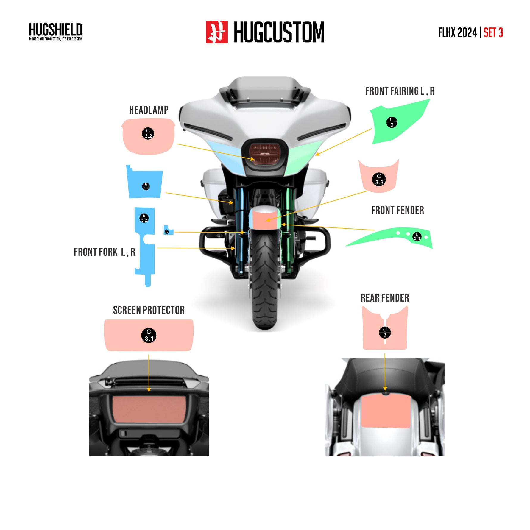 Paint Protection Film for Touring SG (FLHX) 2024-2026 (Set) - HUGSTICKERCUSTOM 