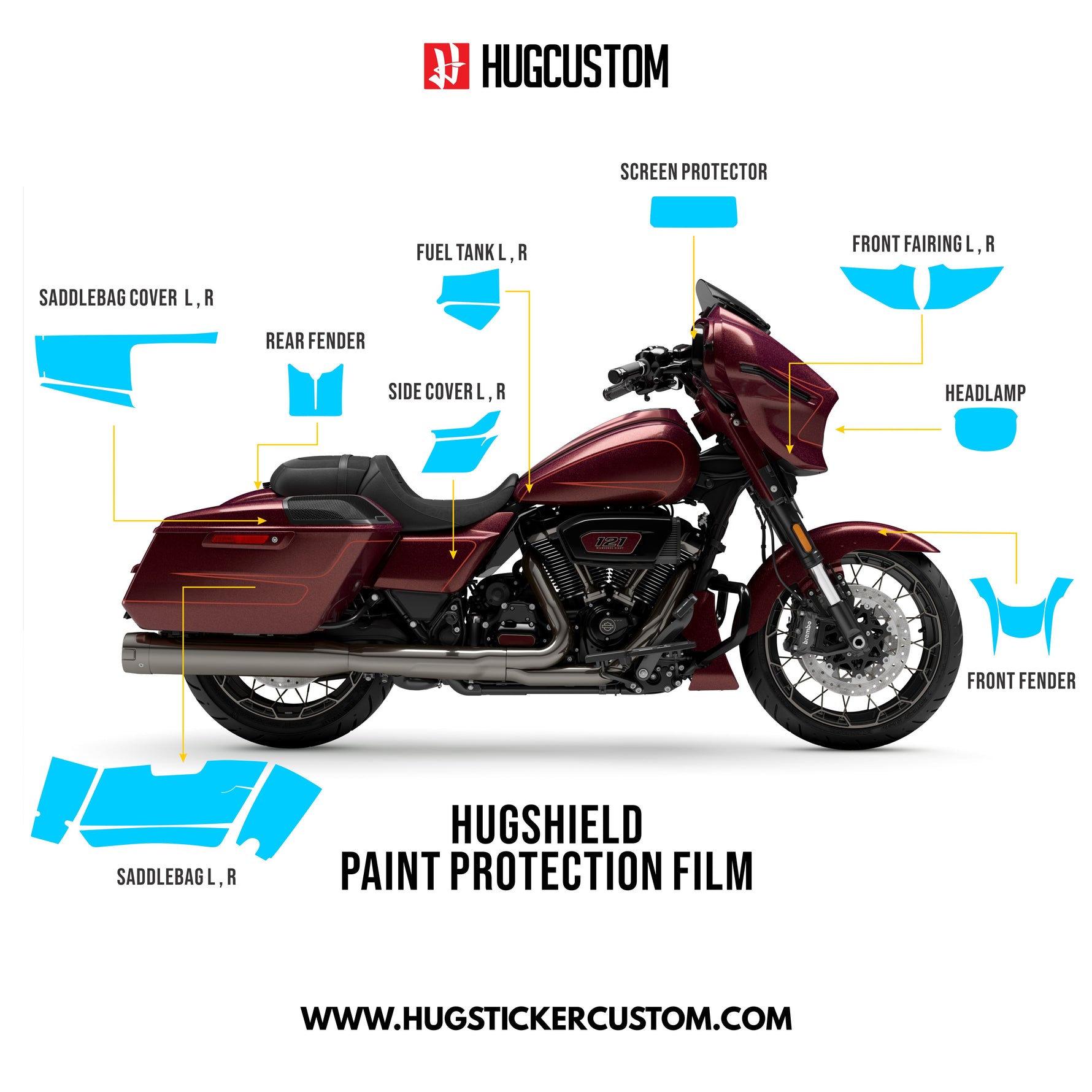 Paint Protection Film for Touring SG (FLHXSE) 2023 - HUGSTICKERCUSTOM 