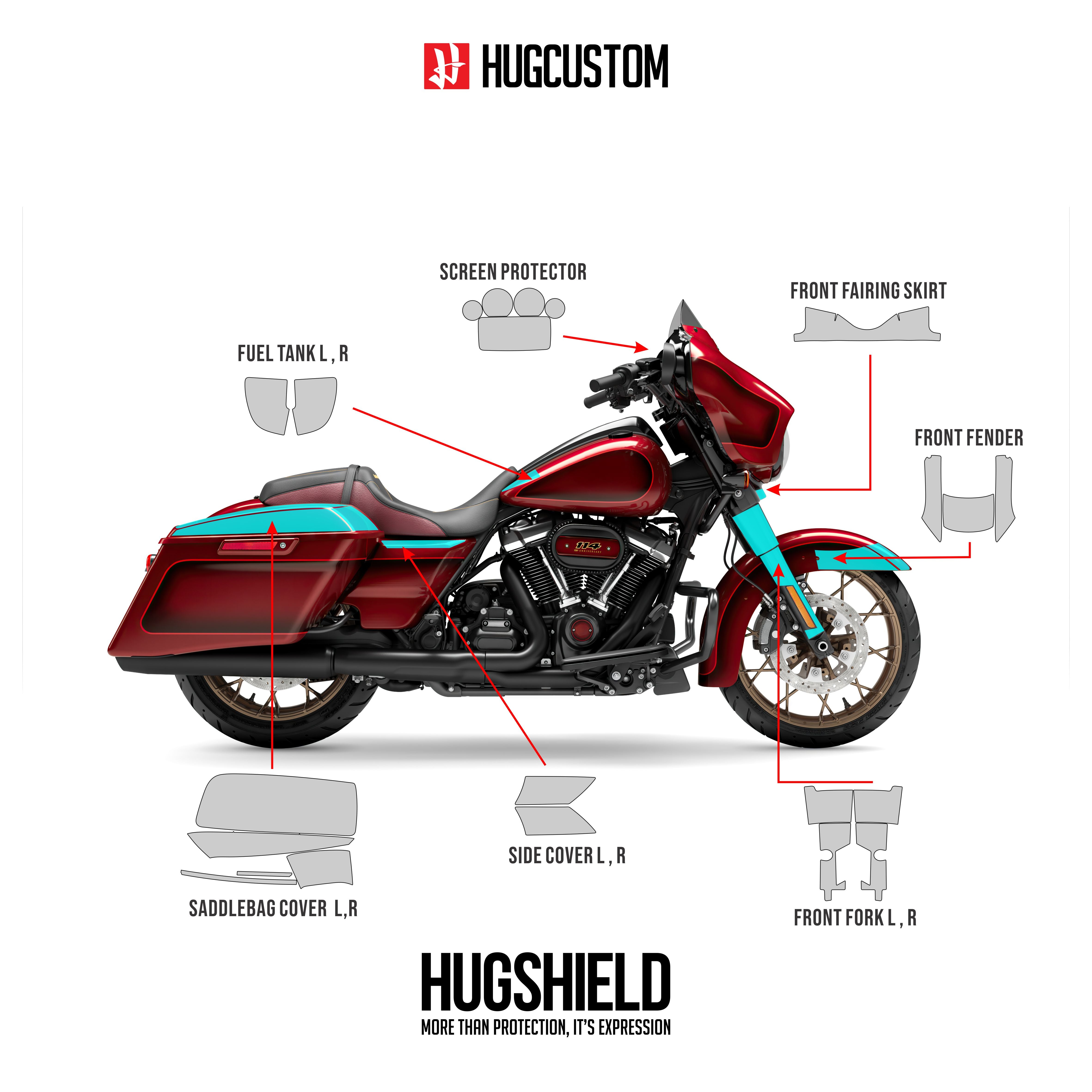 Paint Protection Film for Touring SGS (FLHXS) 2018-2023 - HUGSTICKERCUSTOM