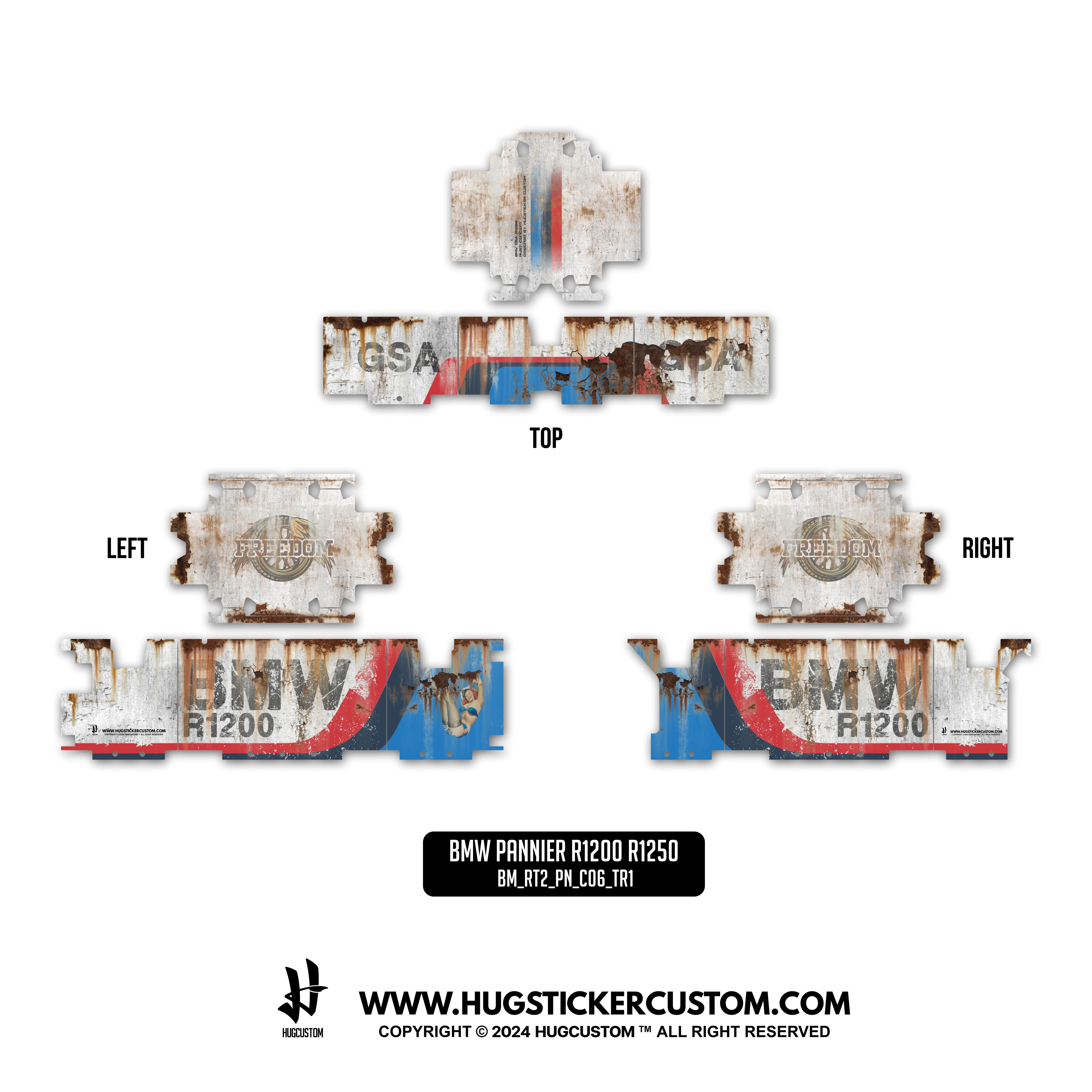 Pannier Sticker for BMW GS & GS Adventure 1200/1250 'Rust 1' Design - HUGSTICKERCUSTOM 