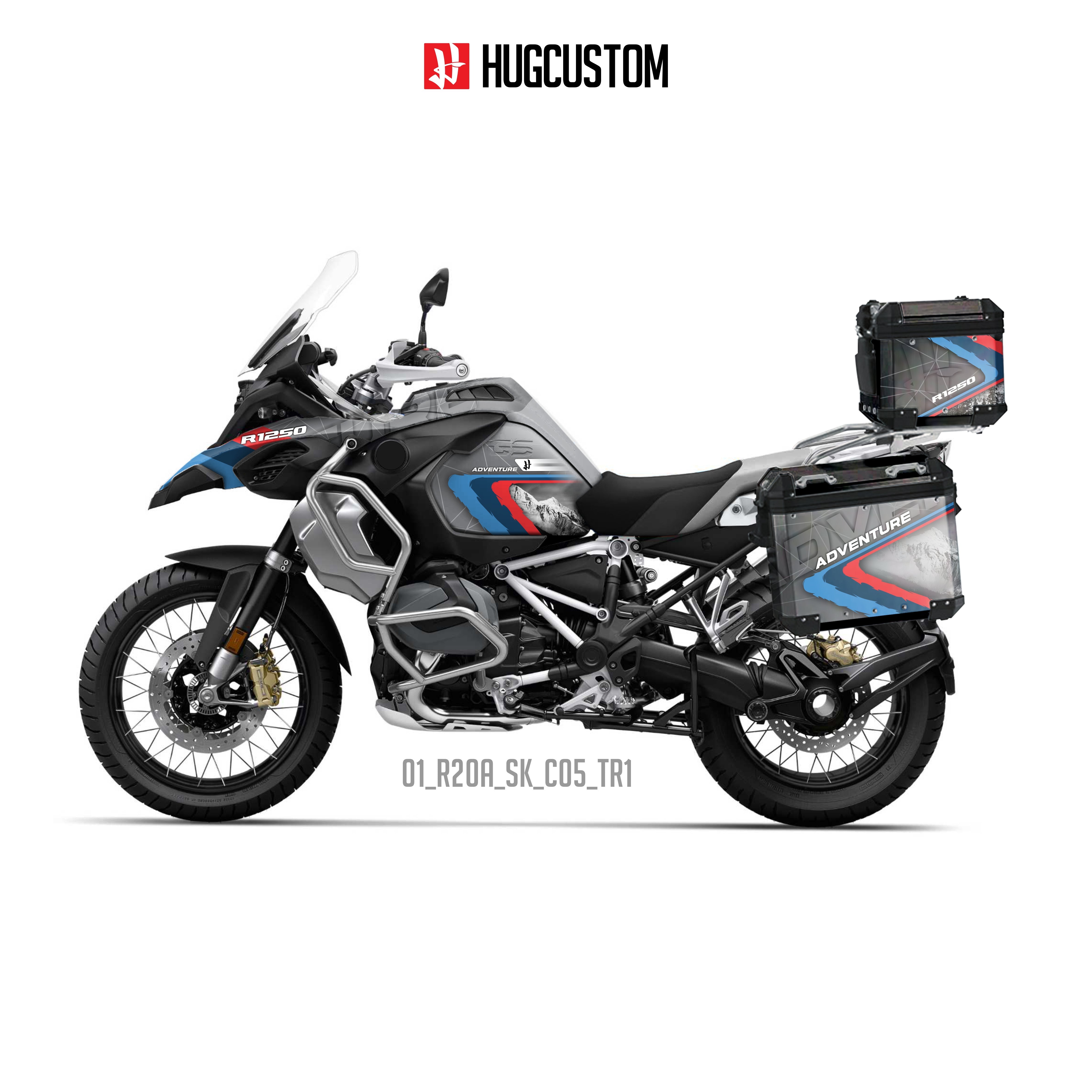 Trunk Sticker R1200gs HUGCUSTOM, Decal: Stylish R1200/1250GS 2014-2025 'Mountain' Stickers