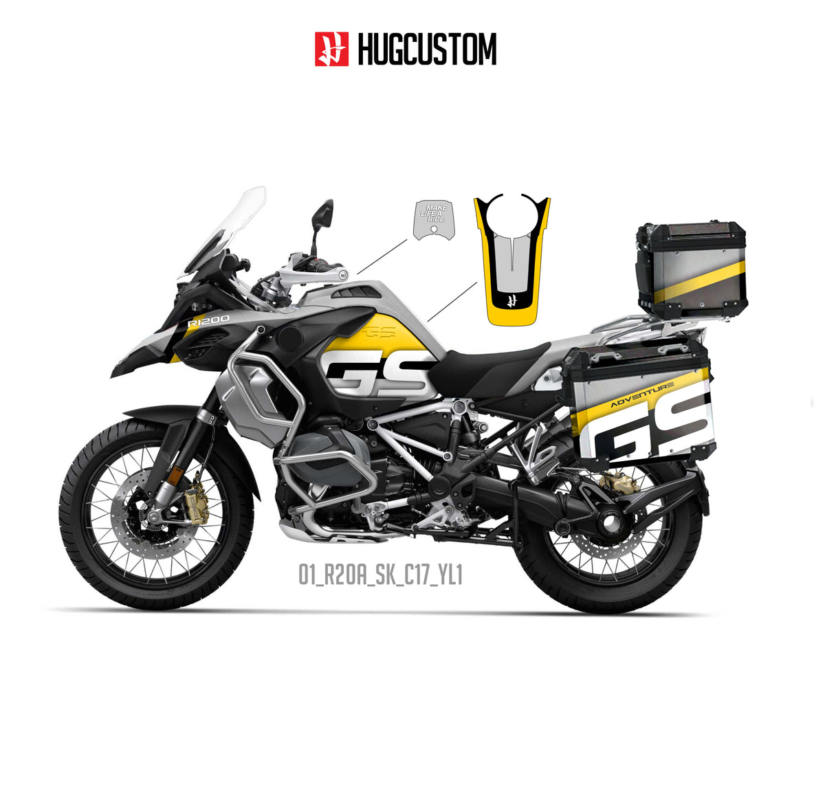R1200/1250GS Adventure 2014-2025 Sticker Kit – 'Tricolor Velocity' Design - HUGSTICKERCUSTOM