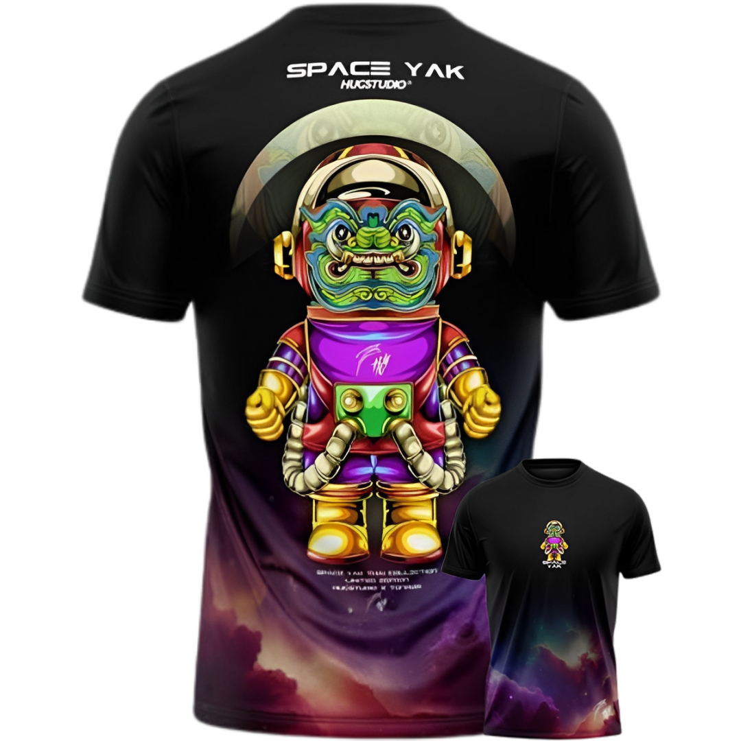 Hugstudio original T-shirt 'Space Yak' - HUGSTICKERCUSTOM 