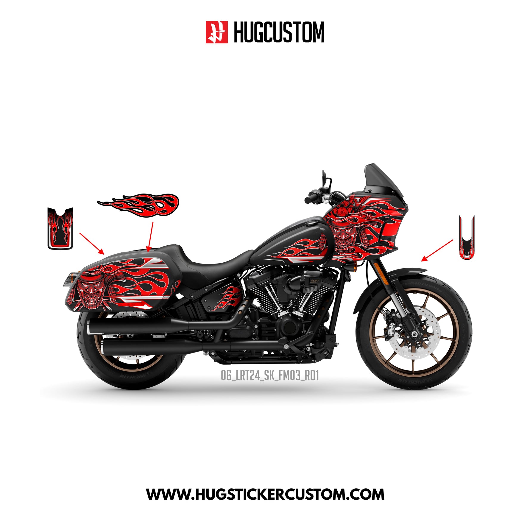 Sticker Kit for Cruiser LRST (FXLRST) (2017-2025) - 'Bushido Blaze' Design - HUGSTICKERCUSTOM 