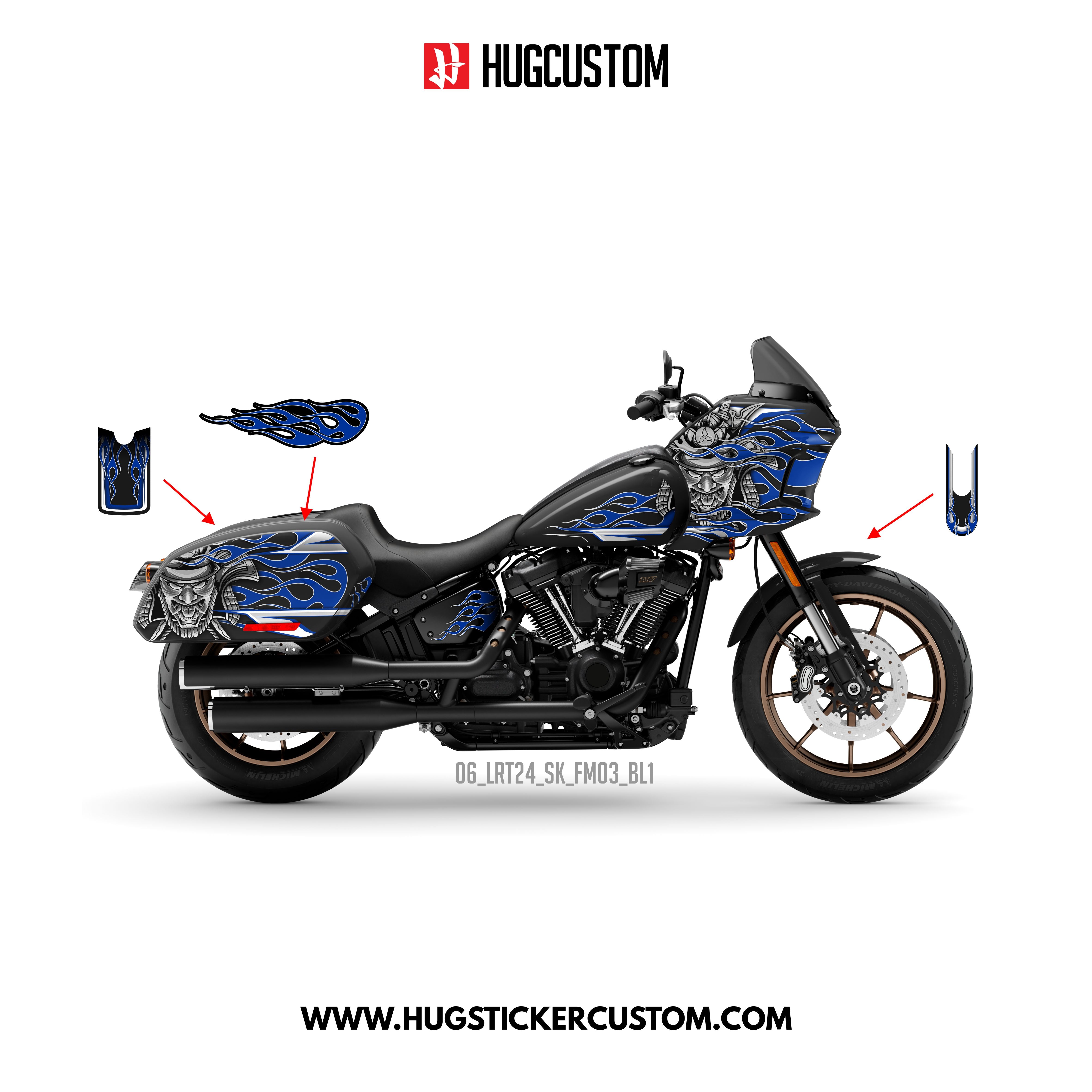 Sticker Kit for Cruiser LRST (FXLRST) (2017-2025) - 'Bushido Blaze' Design - HUGSTICKERCUSTOM 