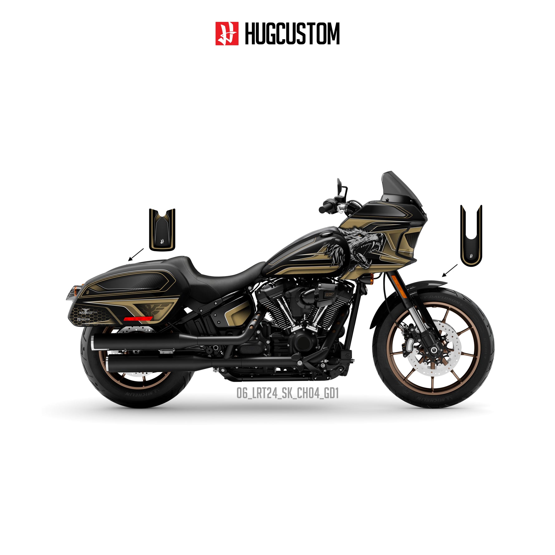 Sticker Kit for Cruiser LRST (FXLRST) (2017-2026) - 'Wolf' Design - HUGSTICKERCUSTOM 