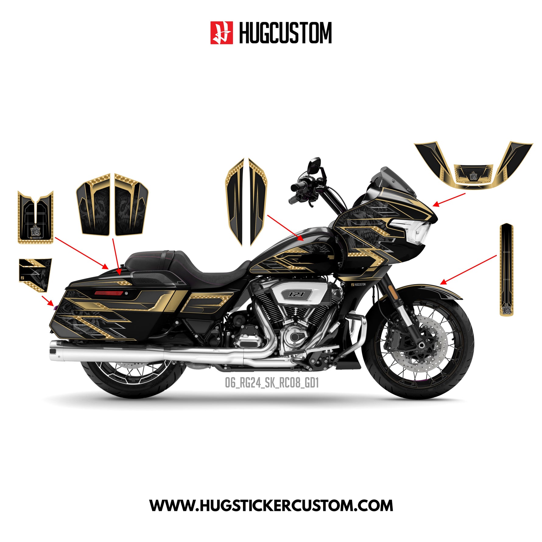 Sticker Kit for Touring RG (FLTRX) (2024-2026) - 'Bone Protocol' Design (Full Set) - HUGSTICKERCUSTOM 