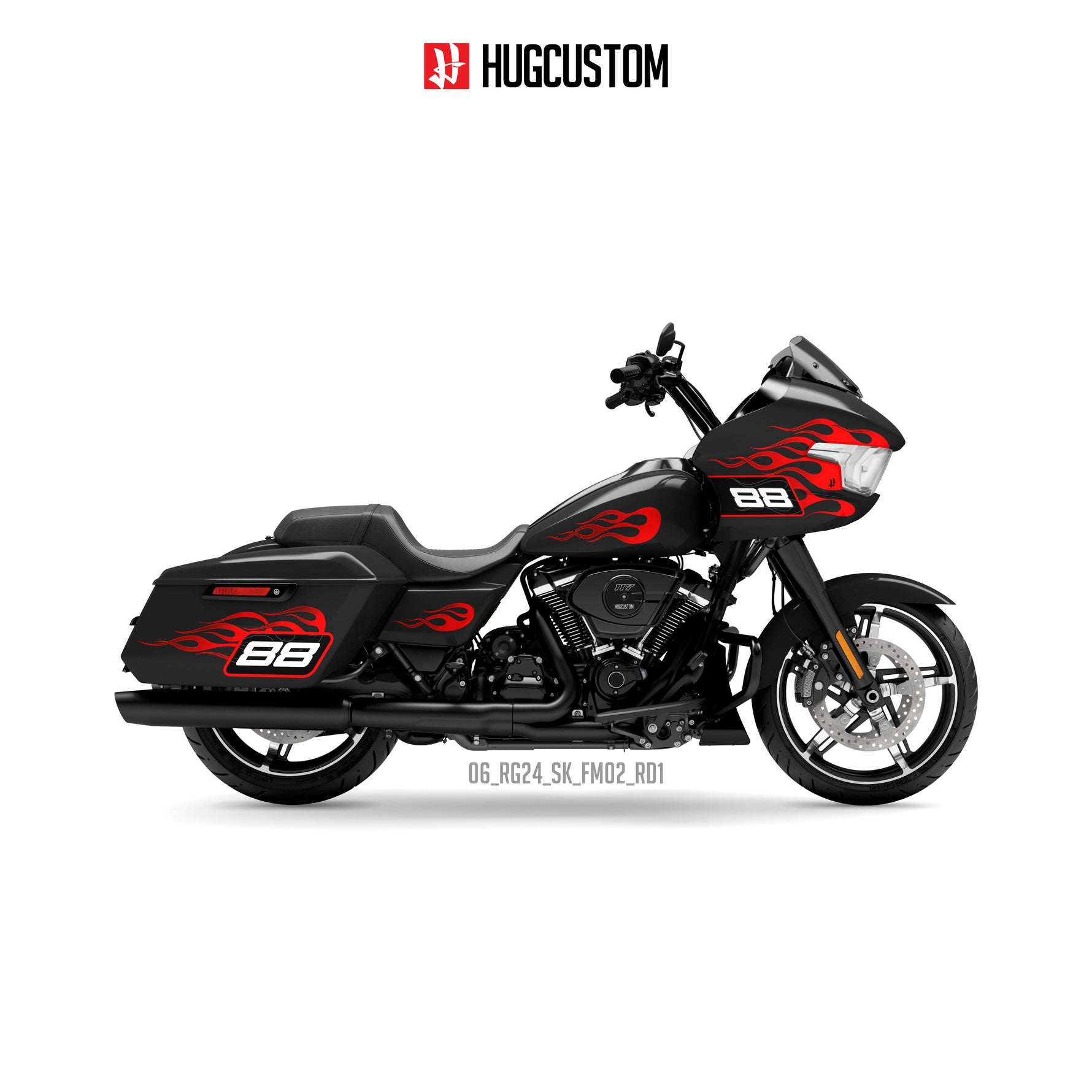 Sticker Kit for Touring RG (FLTRX) (2024-2026) - 'Flame Racing' Design - HUGSTICKERCUSTOM 