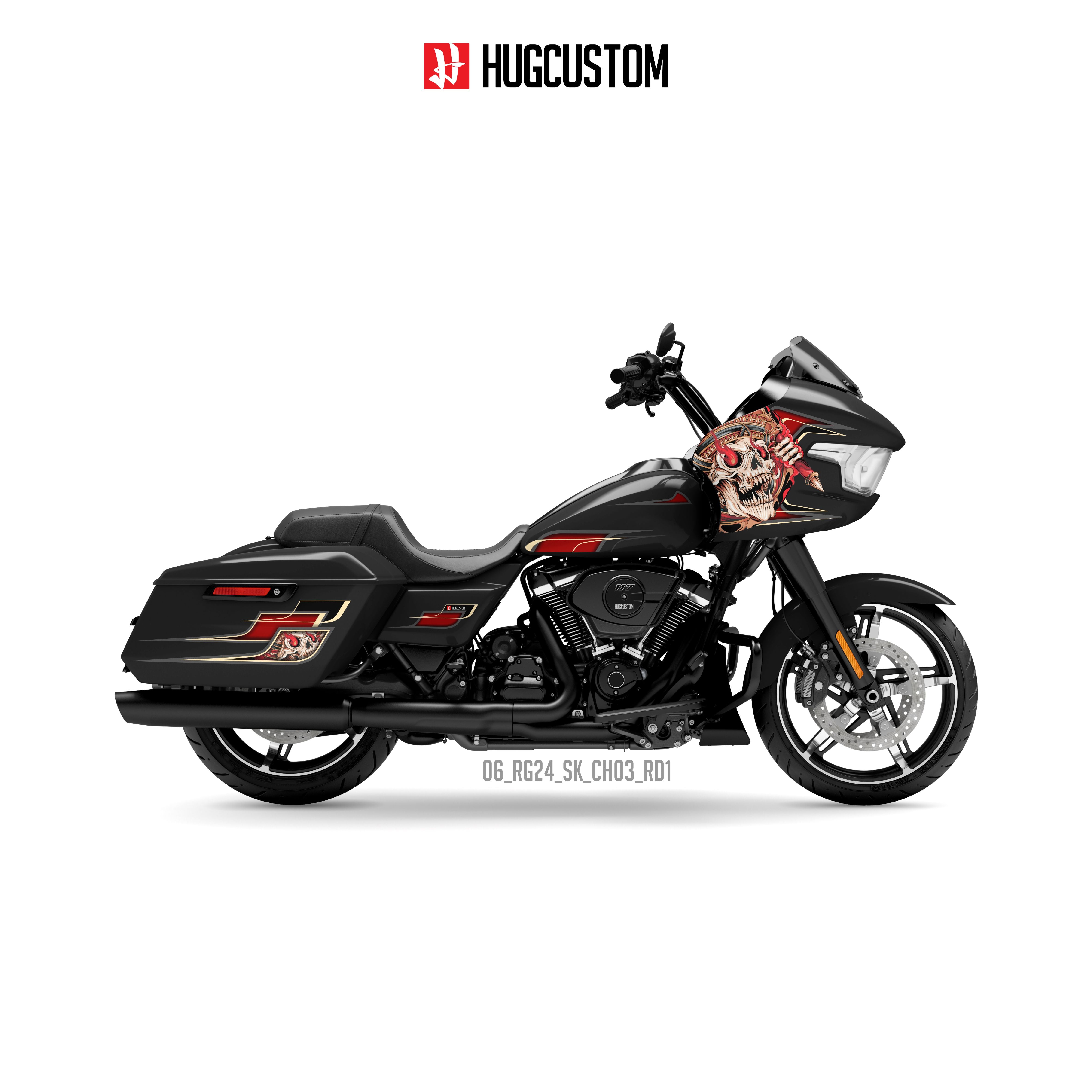 Sticker Kit for Touring RG (FLTRX) (2024-2026) - 'HUG Skull' Design - HUGSTICKERCUSTOM 