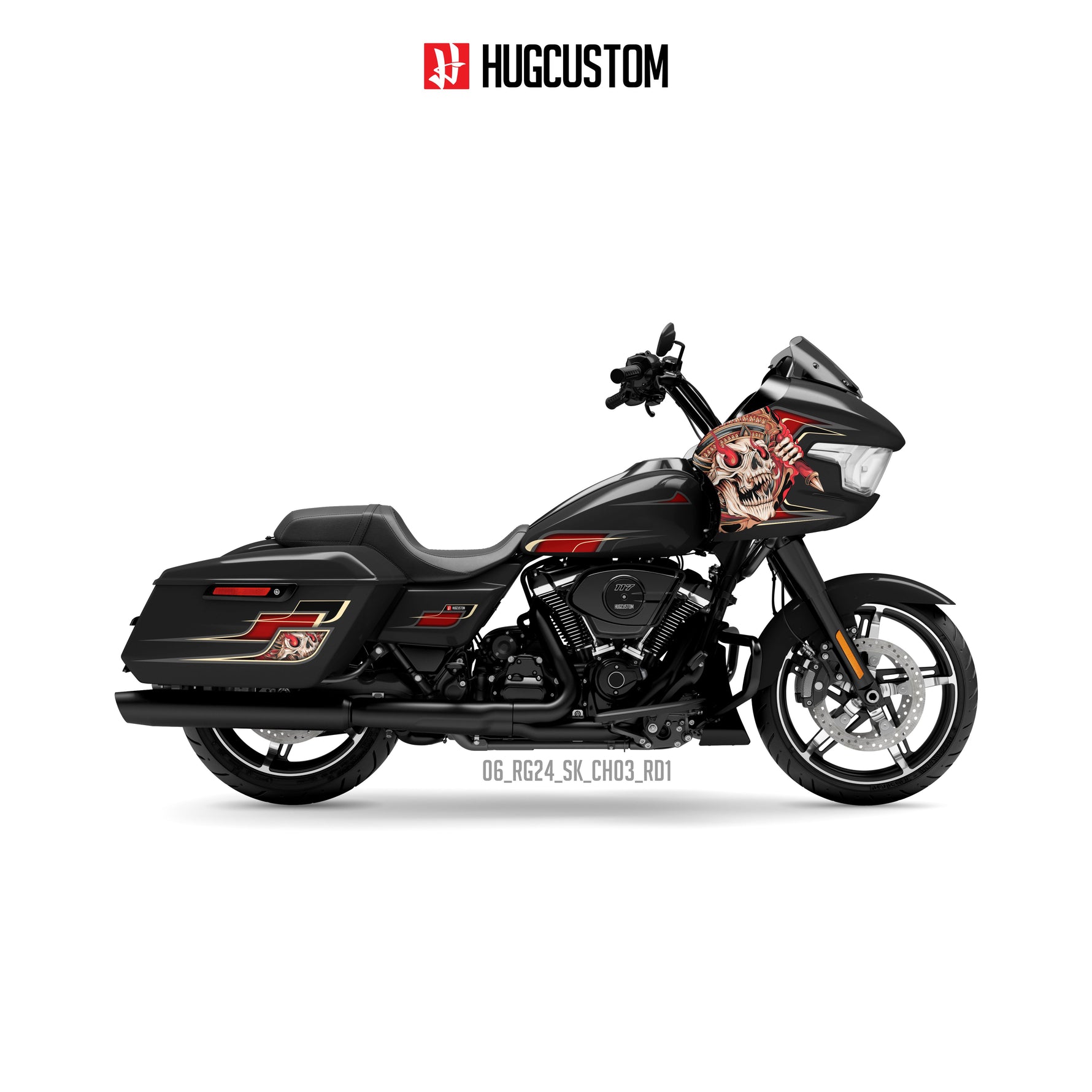 Sticker Kit for Touring RG (FLTRX) (2024-2026) - 'HUG Skull' Design - HUGSTICKERCUSTOM 