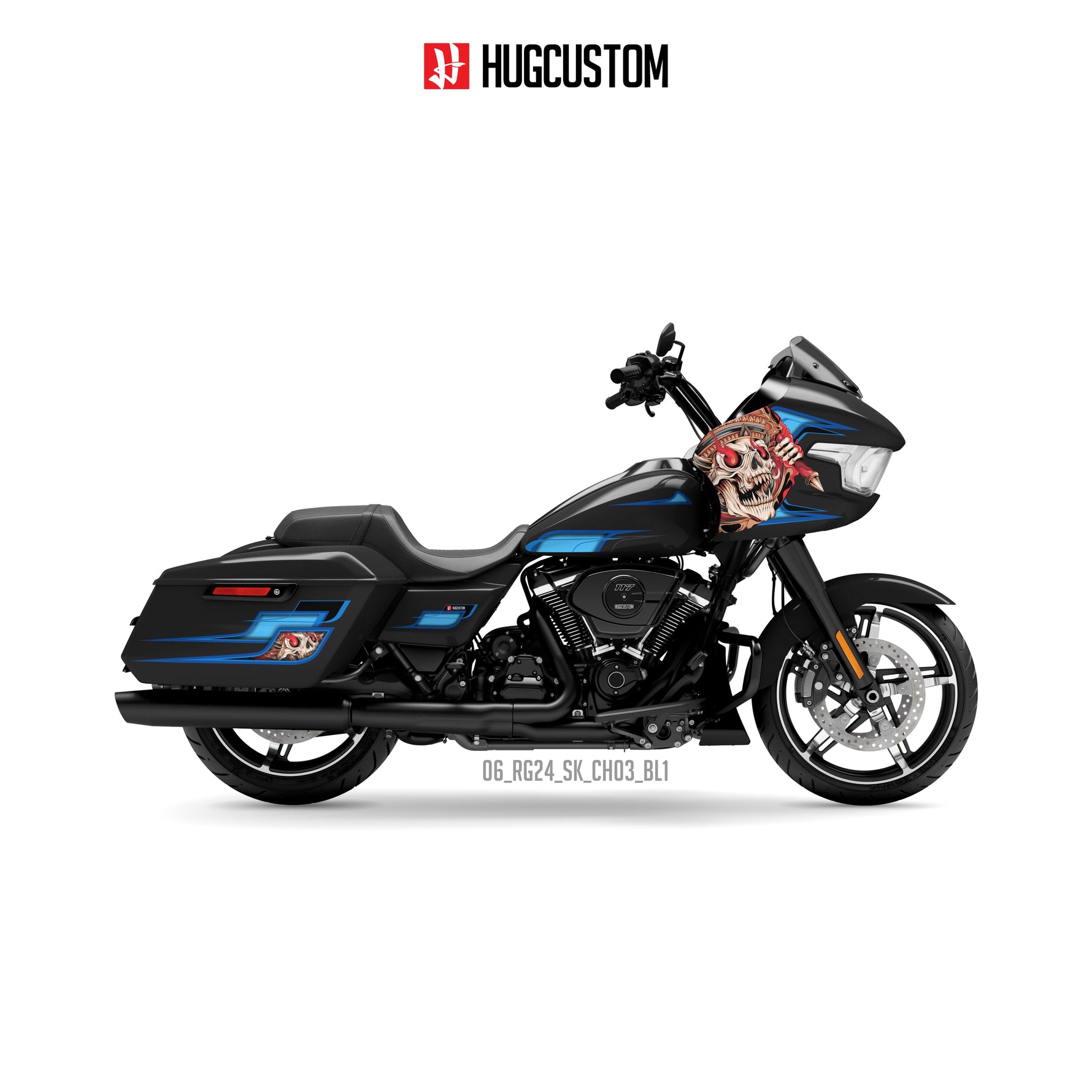 Sticker Kit for Touring RG (FLTRX) (2024-2026) - 'HUG Skull' Design - HUGSTICKERCUSTOM 