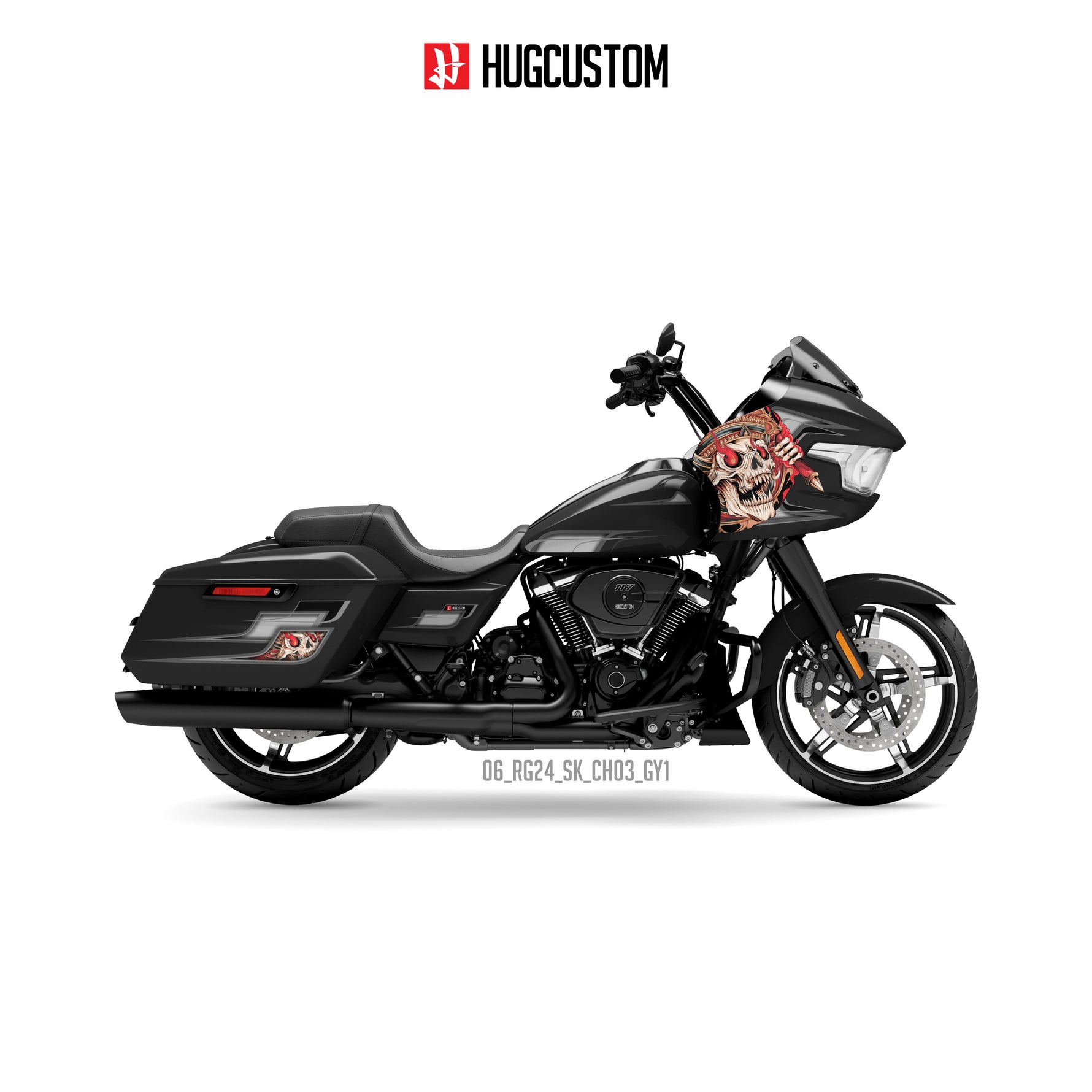 Sticker Kit for Touring RG (FLTRX) (2024-2026) - 'HUG Skull' Design - HUGSTICKERCUSTOM 
