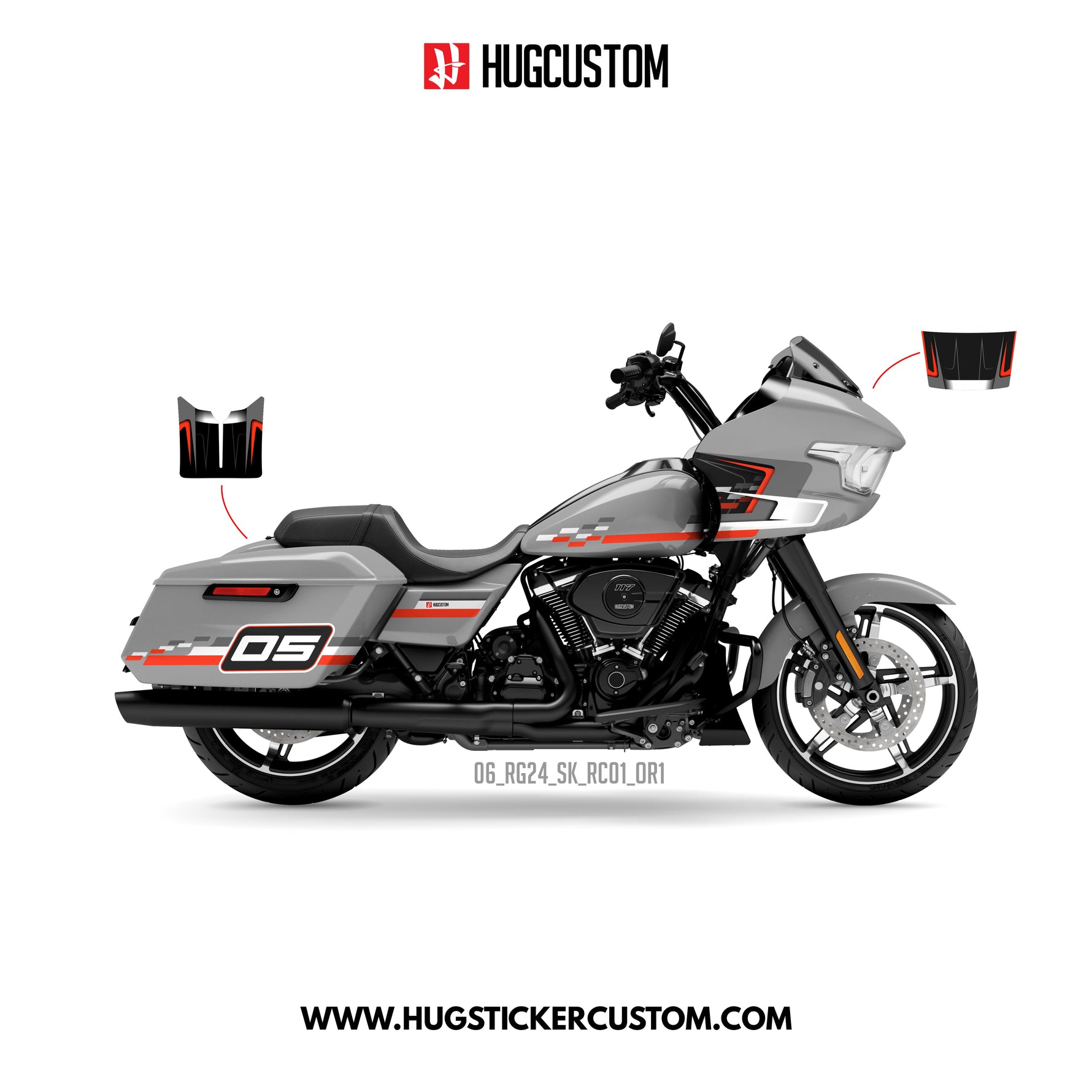 Sticker Kit for Touring RG (FLTRX) (2024-2026) - 'High Speed' Design - HUGSTICKERCUSTOM 