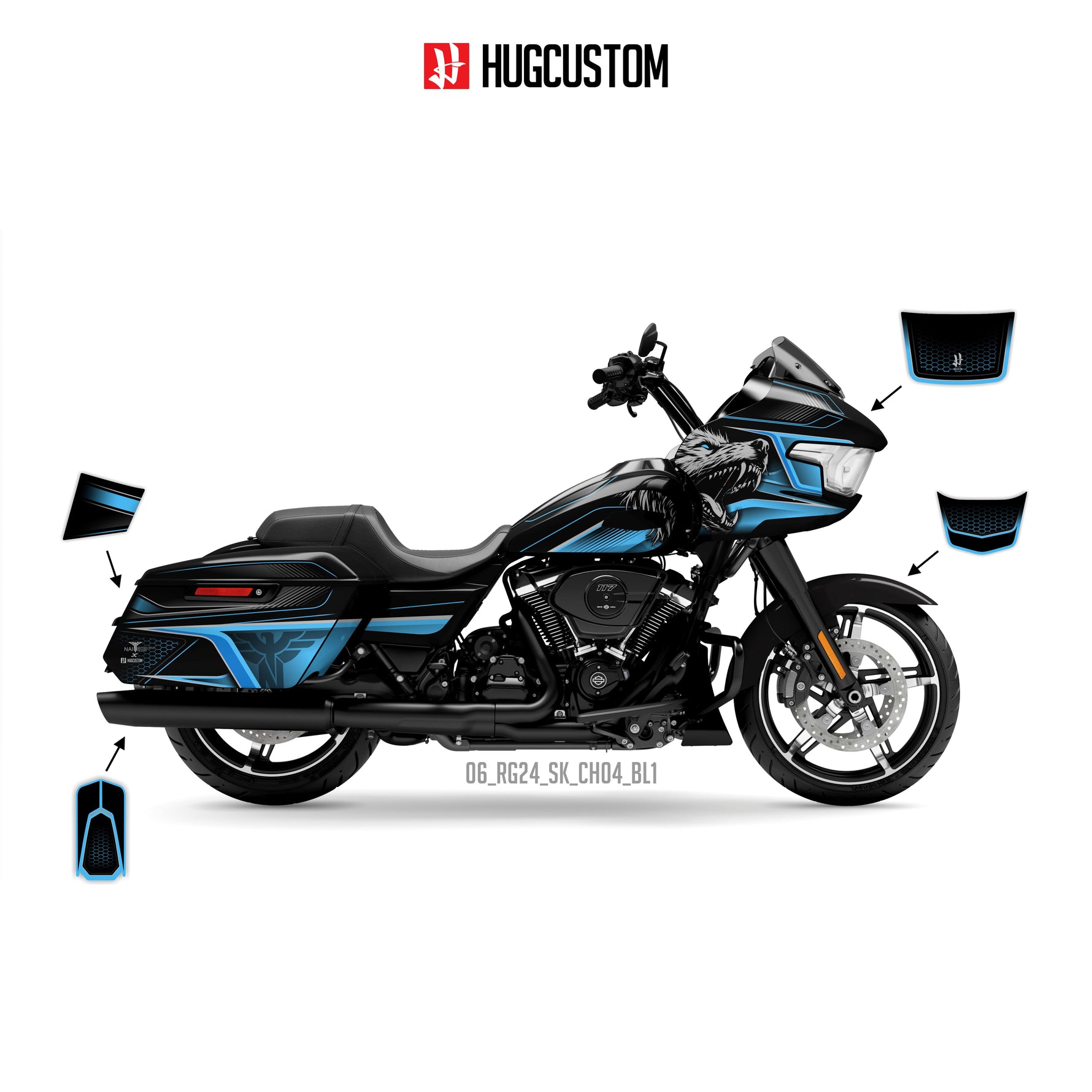 Sticker Kit for Touring RG (FLTRX) (2024-2026) - 'Wolf' Design - HUGSTICKERCUSTOM 