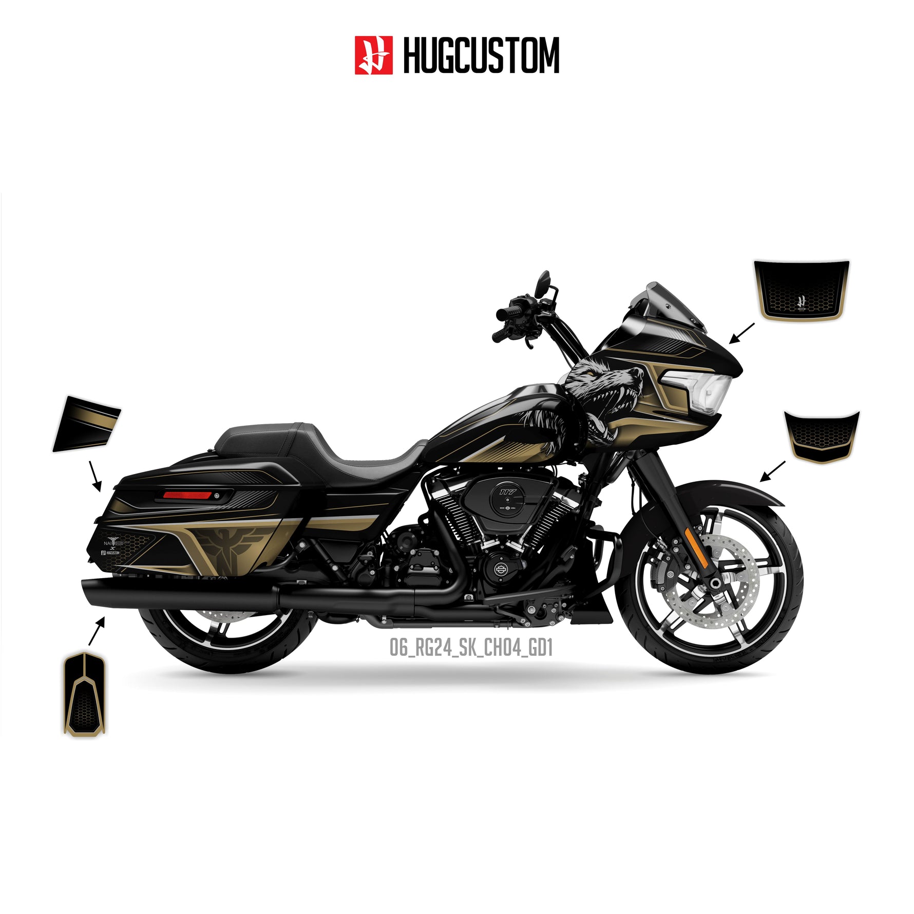 Sticker Kit for Touring RG (FLTRX) (2024-2026) - 'Wolf' Design - HUGSTICKERCUSTOM 