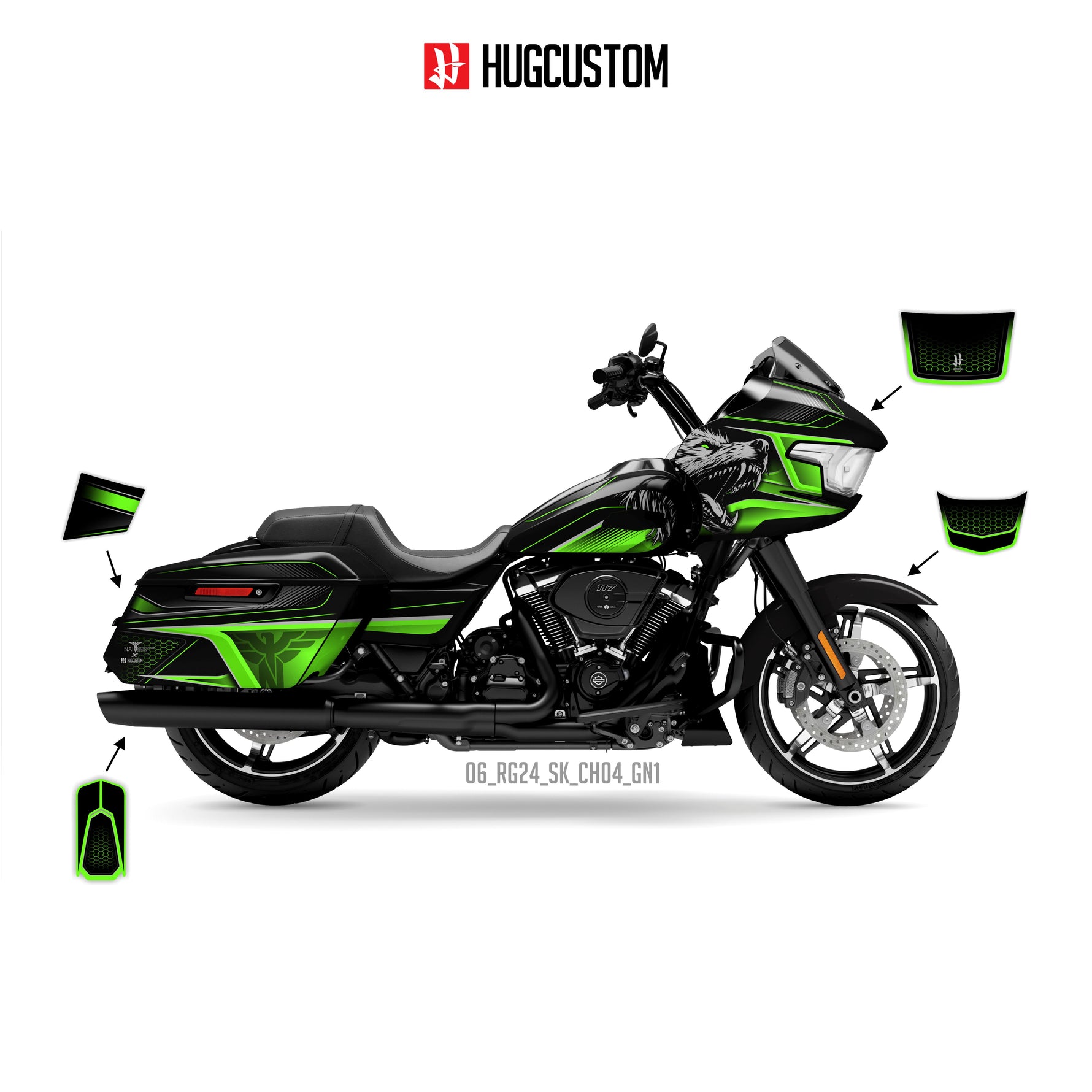 Sticker Kit for Touring RG (FLTRX) (2024-2026) - 'Wolf' Design - HUGSTICKERCUSTOM 