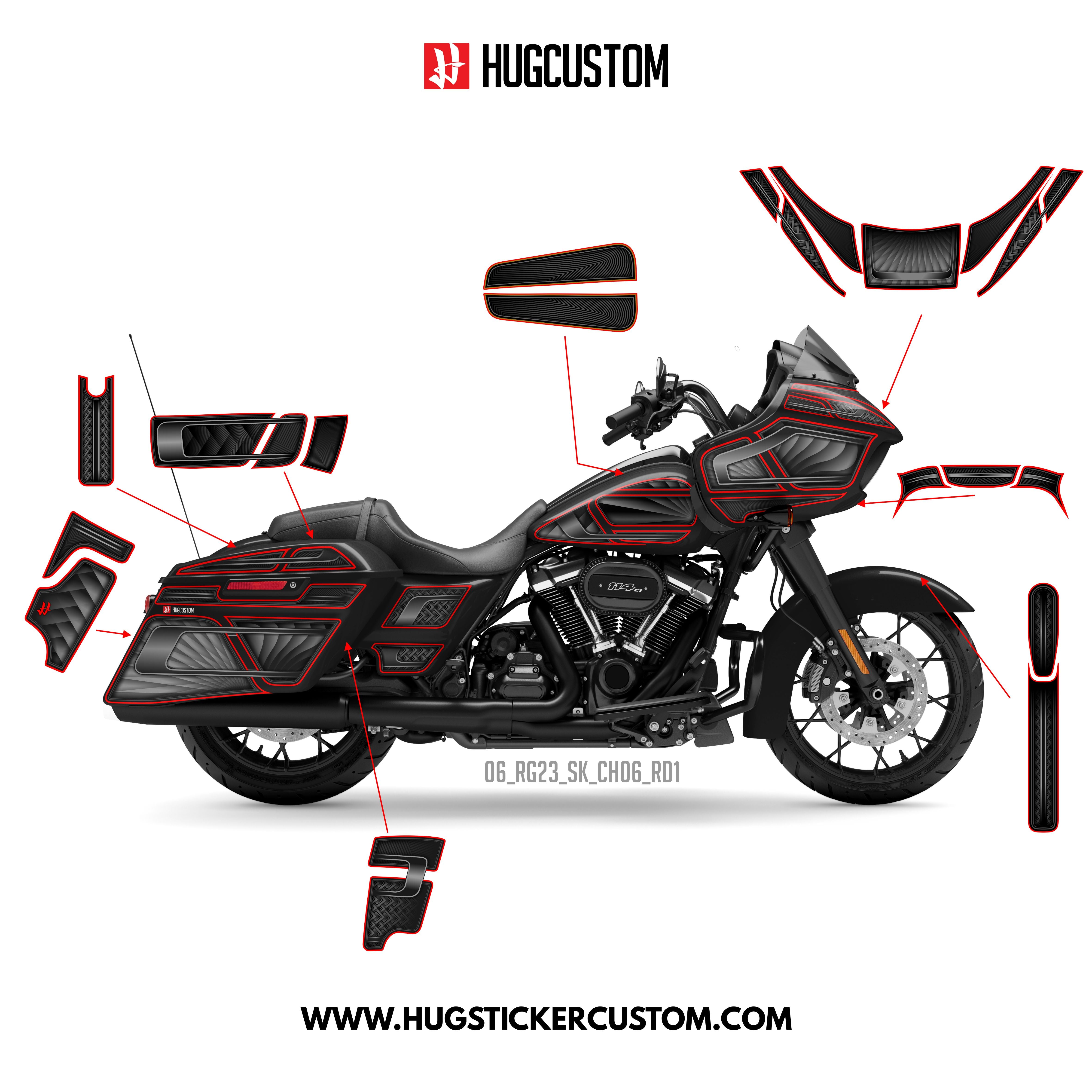 Sticker Kit for Touring RG (FLTRXS/FLTRXST) (2015-2023) - 'Grand Chicano' Design (Full Set) - HUGSTICKERCUSTOM 