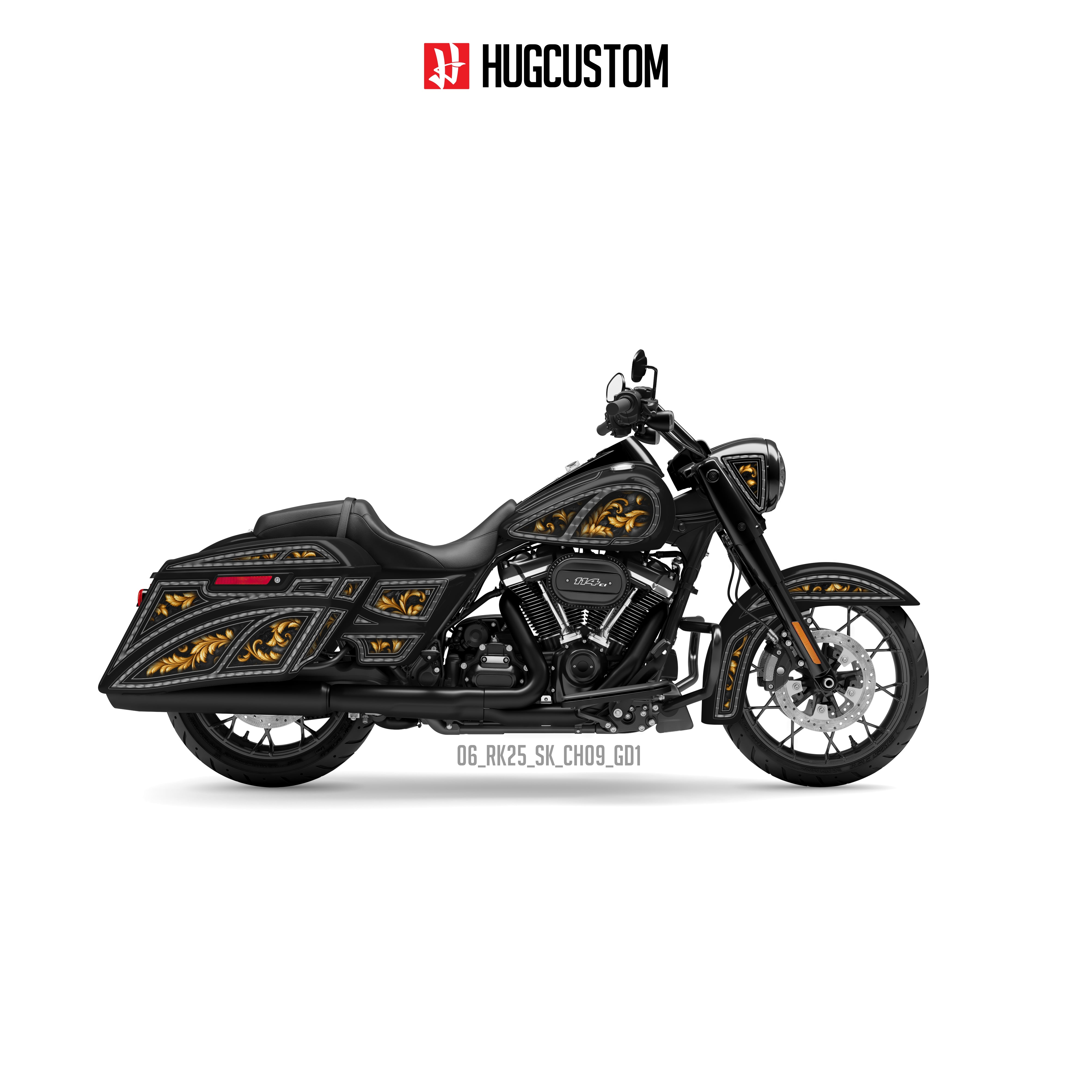 Sticker Kit for Touring RK (FLHR) (2017-2025) - 'Royal Baroque' Design - HUGSTICKERCUSTOM
