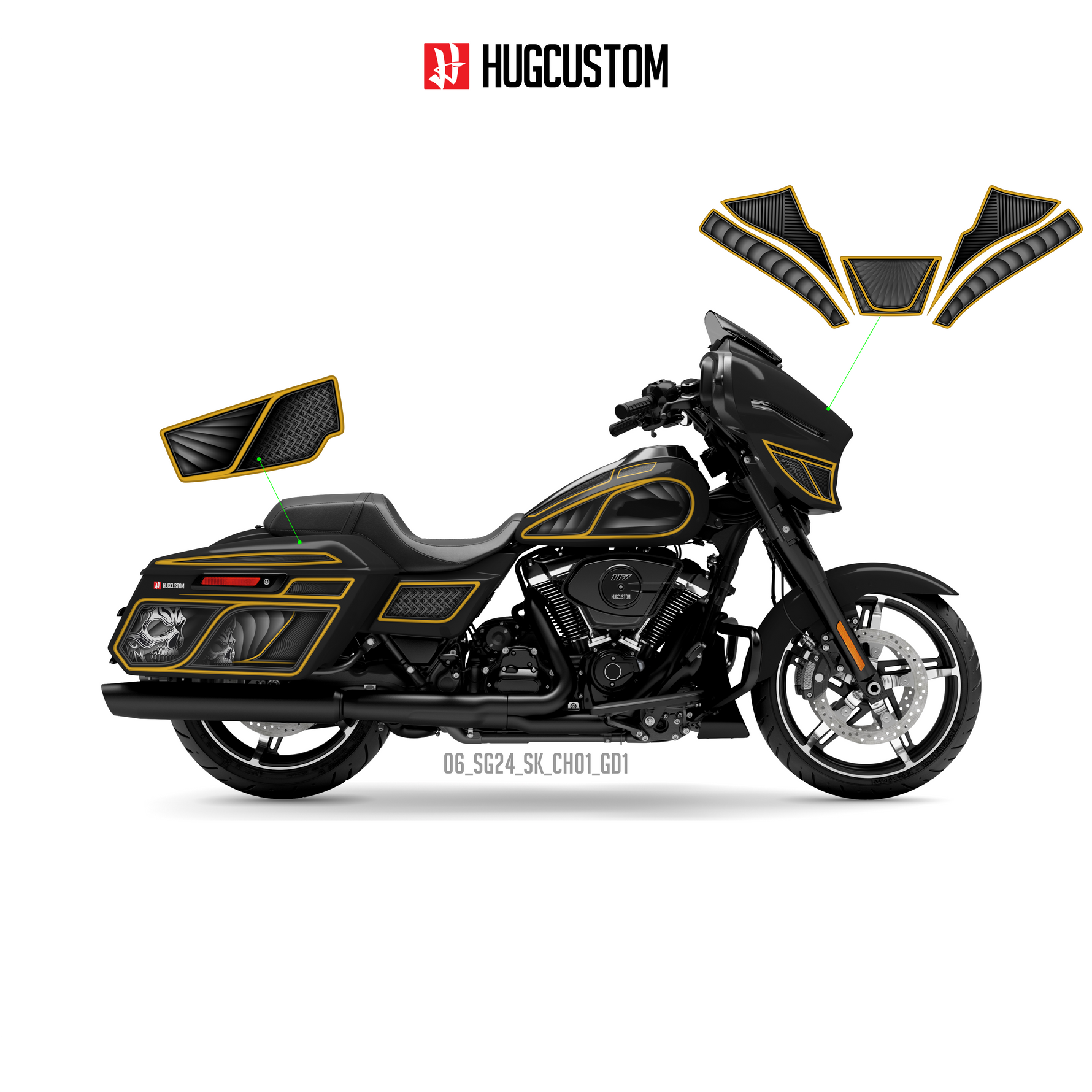 Sticker Kit for Touring SG (FLHX) (2024-2026) - 'Chicano' Design - HUGSTICKERCUSTOM 